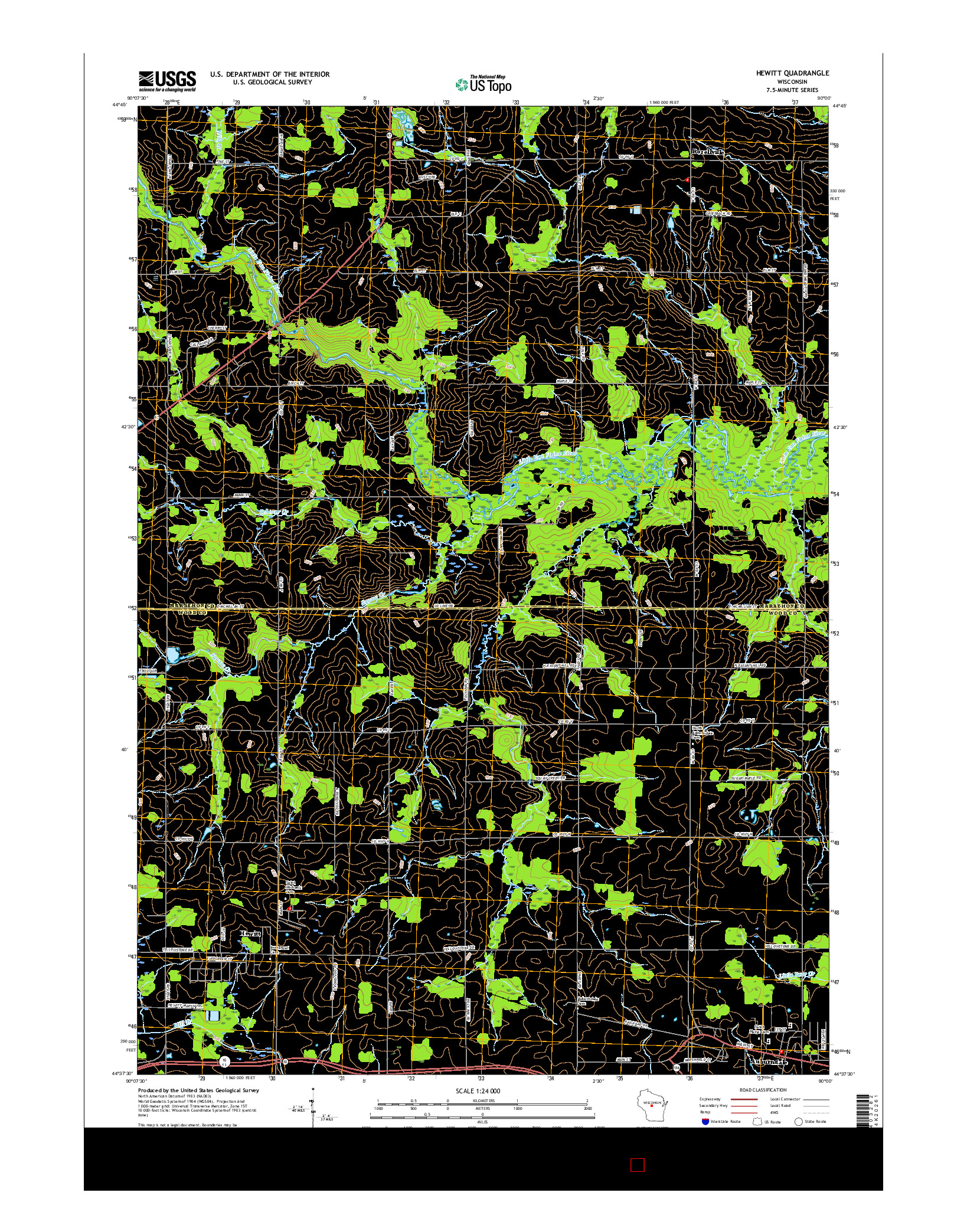 USGS US TOPO 7.5-MINUTE MAP FOR HEWITT, WI 2015
