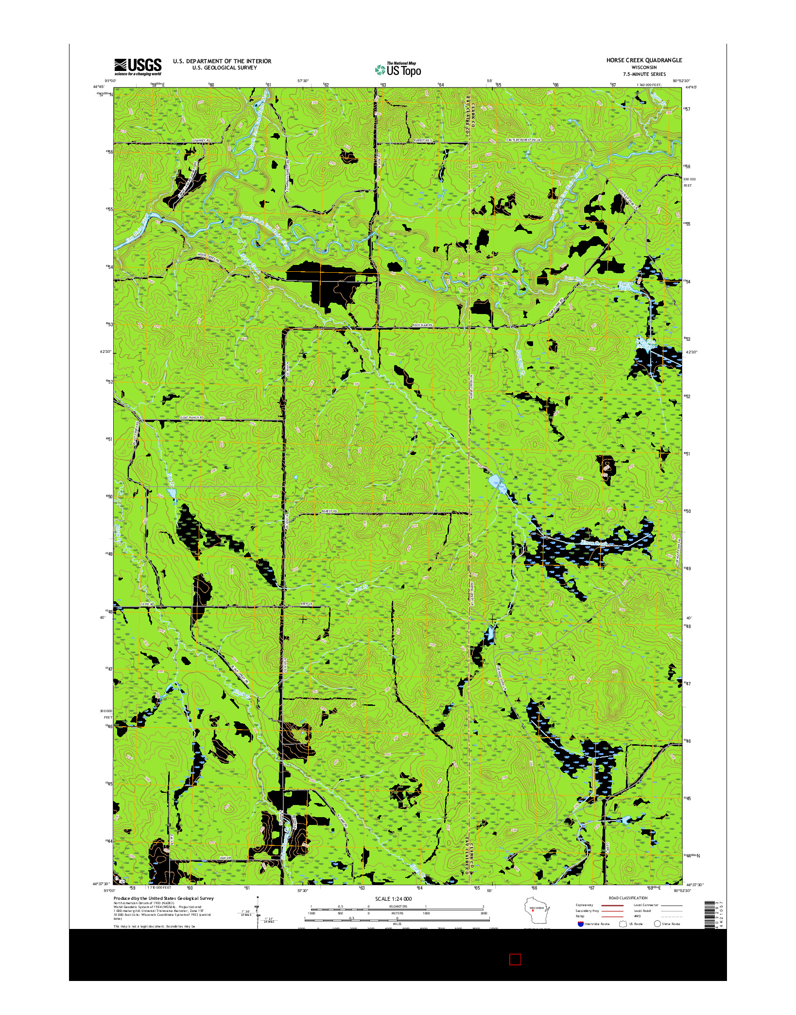 USGS US TOPO 7.5-MINUTE MAP FOR HORSE CREEK, WI 2015