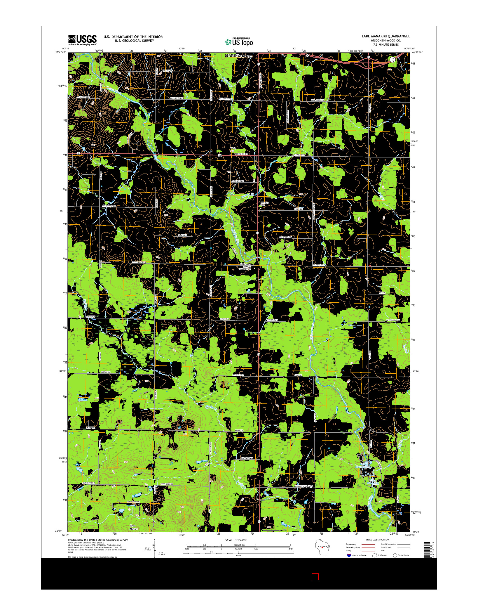 USGS US TOPO 7.5-MINUTE MAP FOR LAKE MANAKIKI, WI 2015