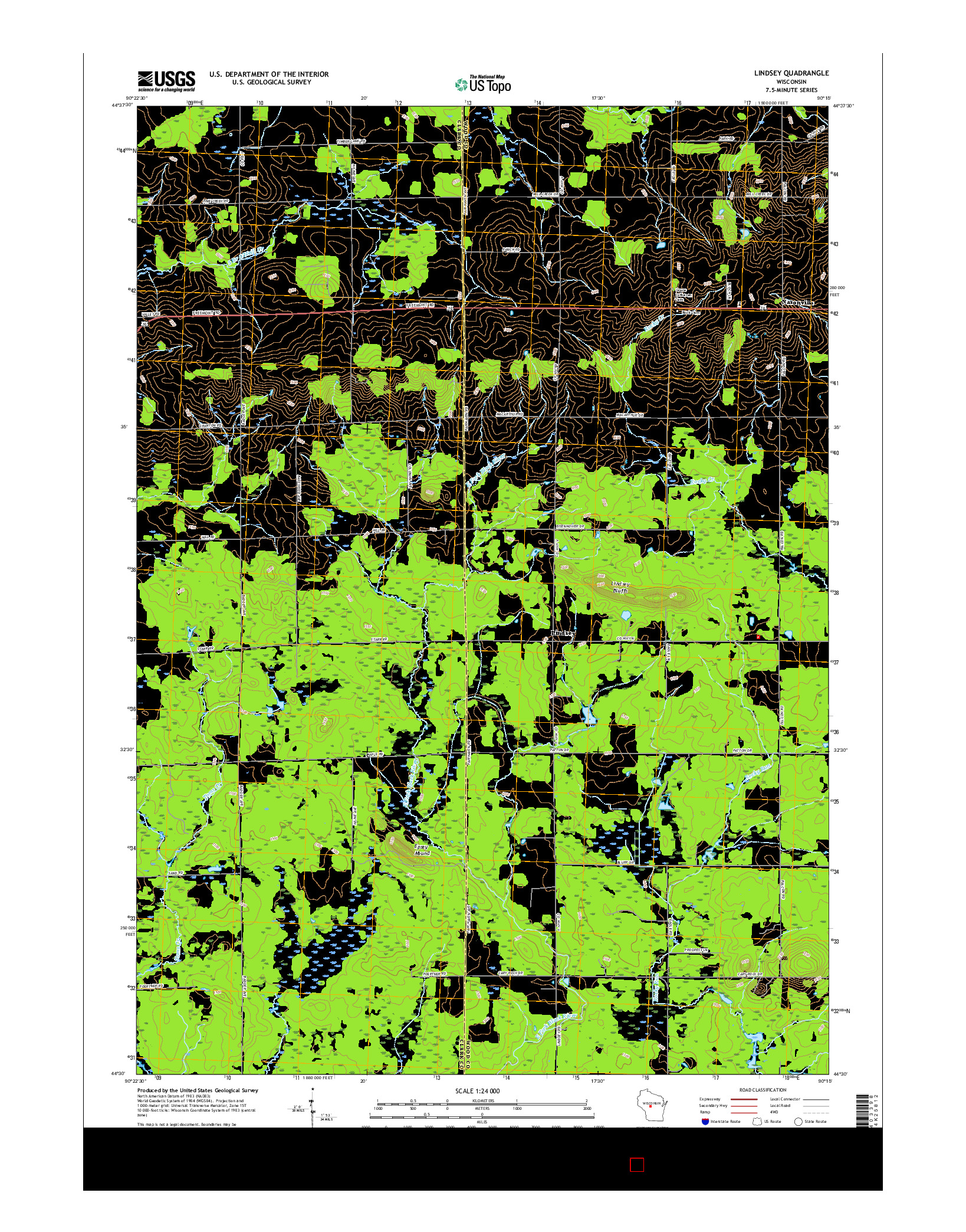 USGS US TOPO 7.5-MINUTE MAP FOR LINDSEY, WI 2015