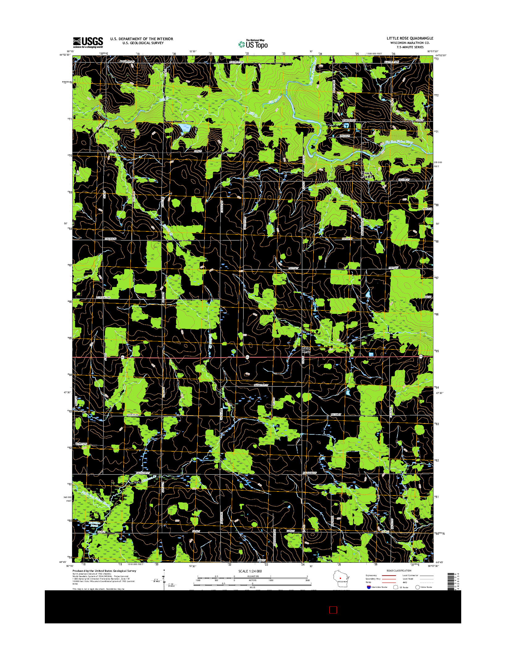 USGS US TOPO 7.5-MINUTE MAP FOR LITTLE ROSE, WI 2015