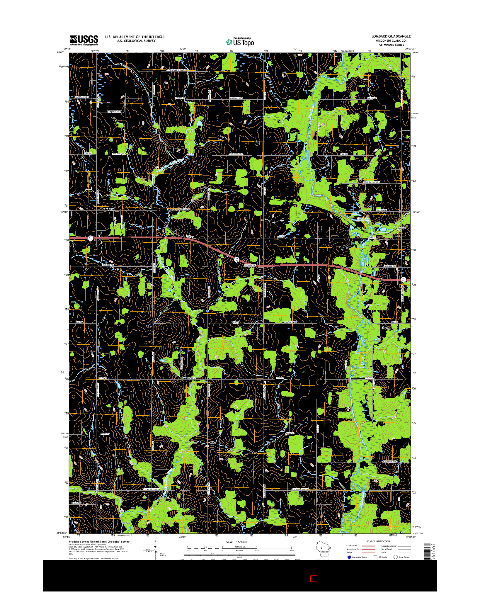 USGS US TOPO 7.5-MINUTE MAP FOR LOMBARD, WI 2015