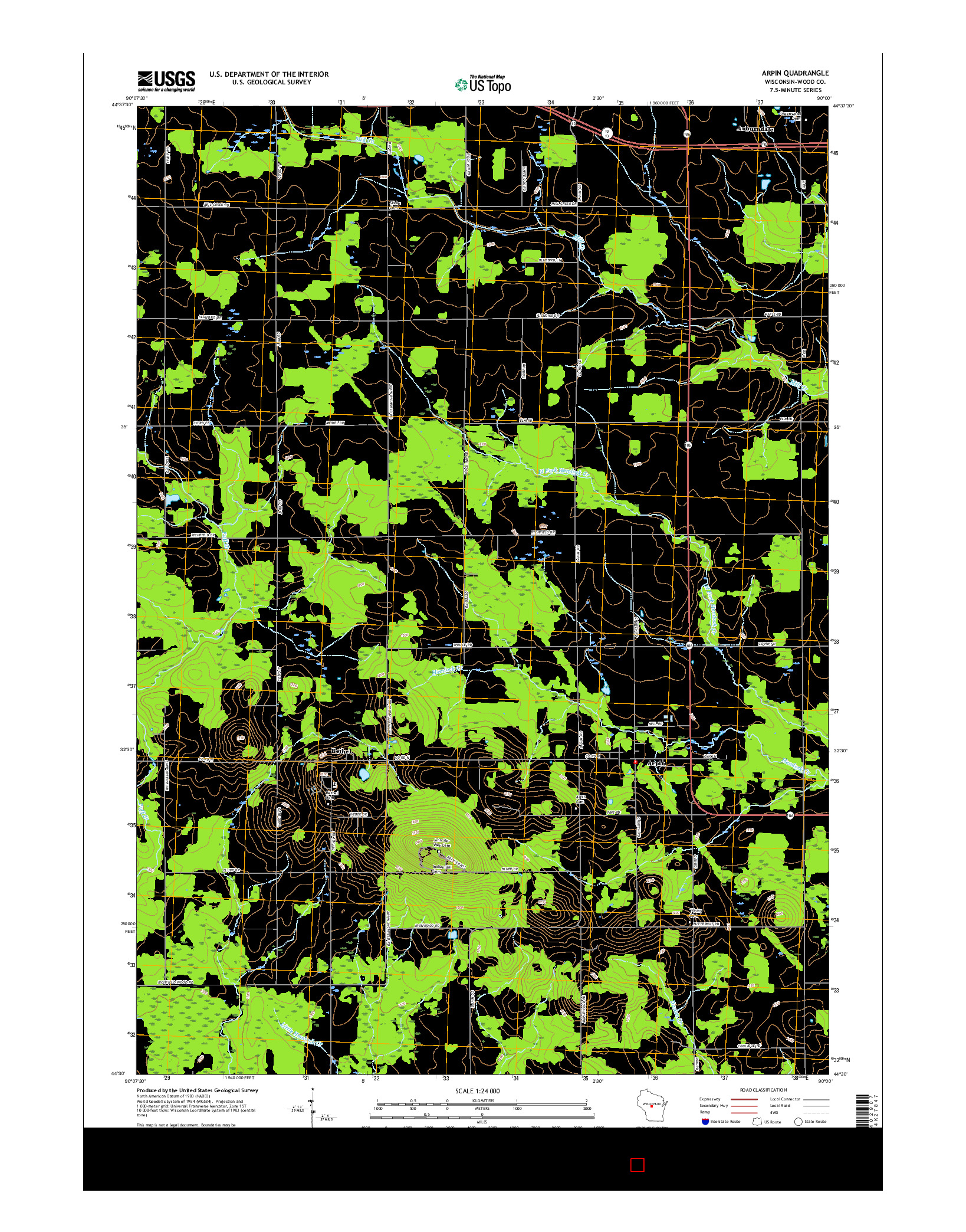 USGS US TOPO 7.5-MINUTE MAP FOR ARPIN, WI 2015