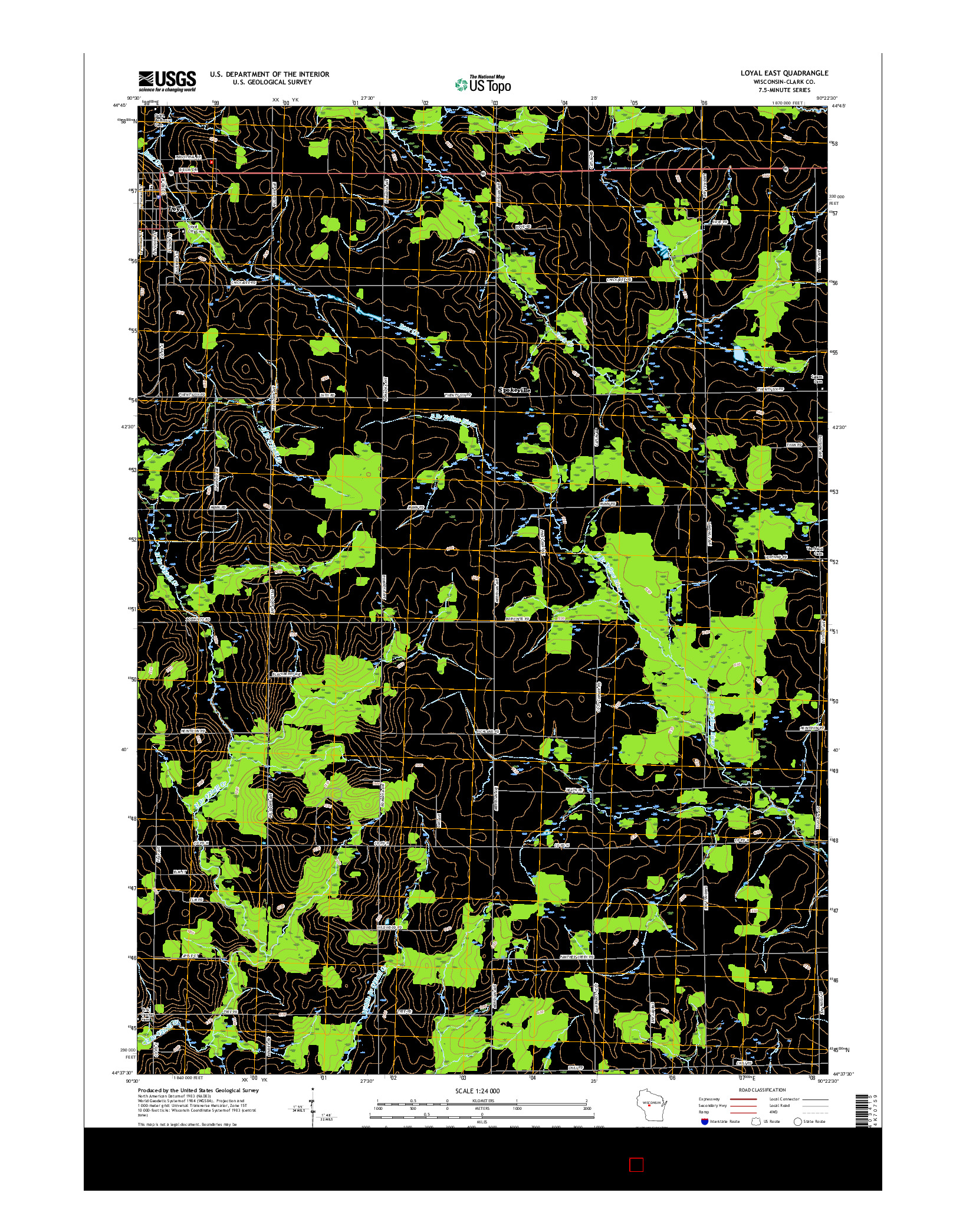 USGS US TOPO 7.5-MINUTE MAP FOR LOYAL EAST, WI 2015