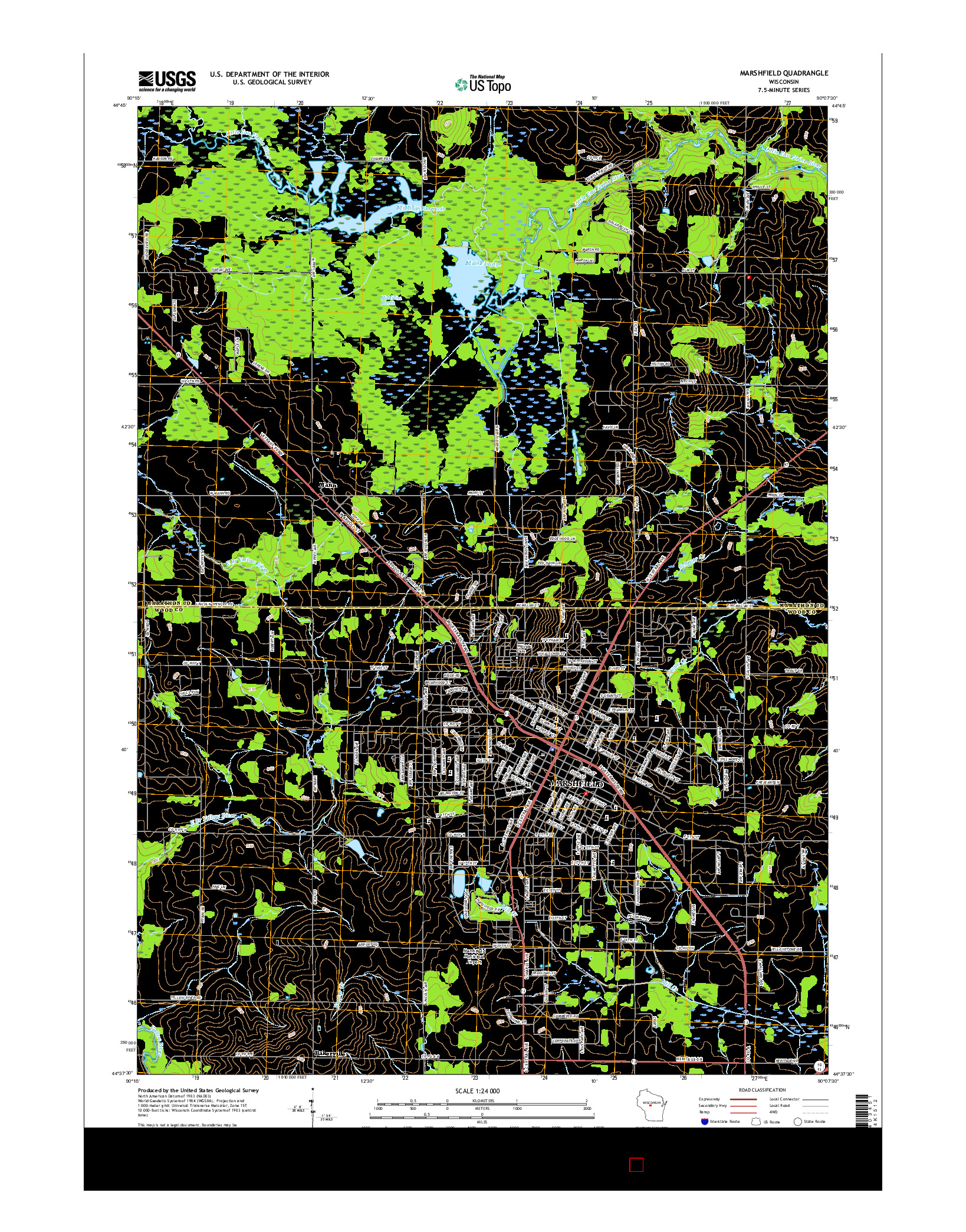 USGS US TOPO 7.5-MINUTE MAP FOR MARSHFIELD, WI 2015