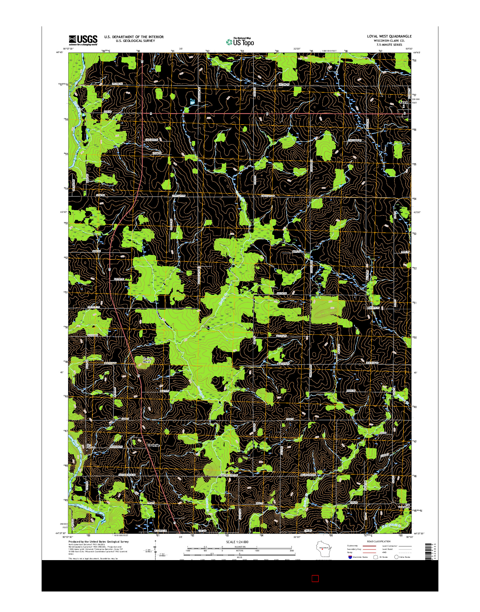 USGS US TOPO 7.5-MINUTE MAP FOR LOYAL WEST, WI 2015