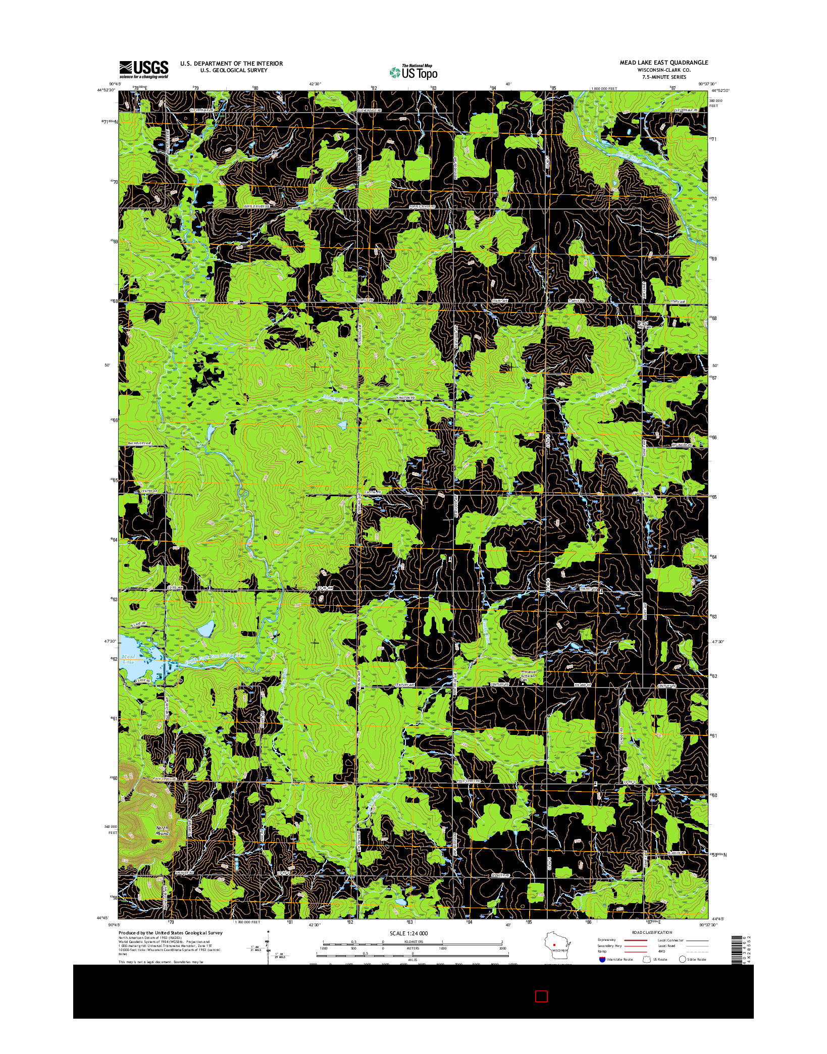 USGS US TOPO 7.5-MINUTE MAP FOR MEAD LAKE EAST, WI 2015