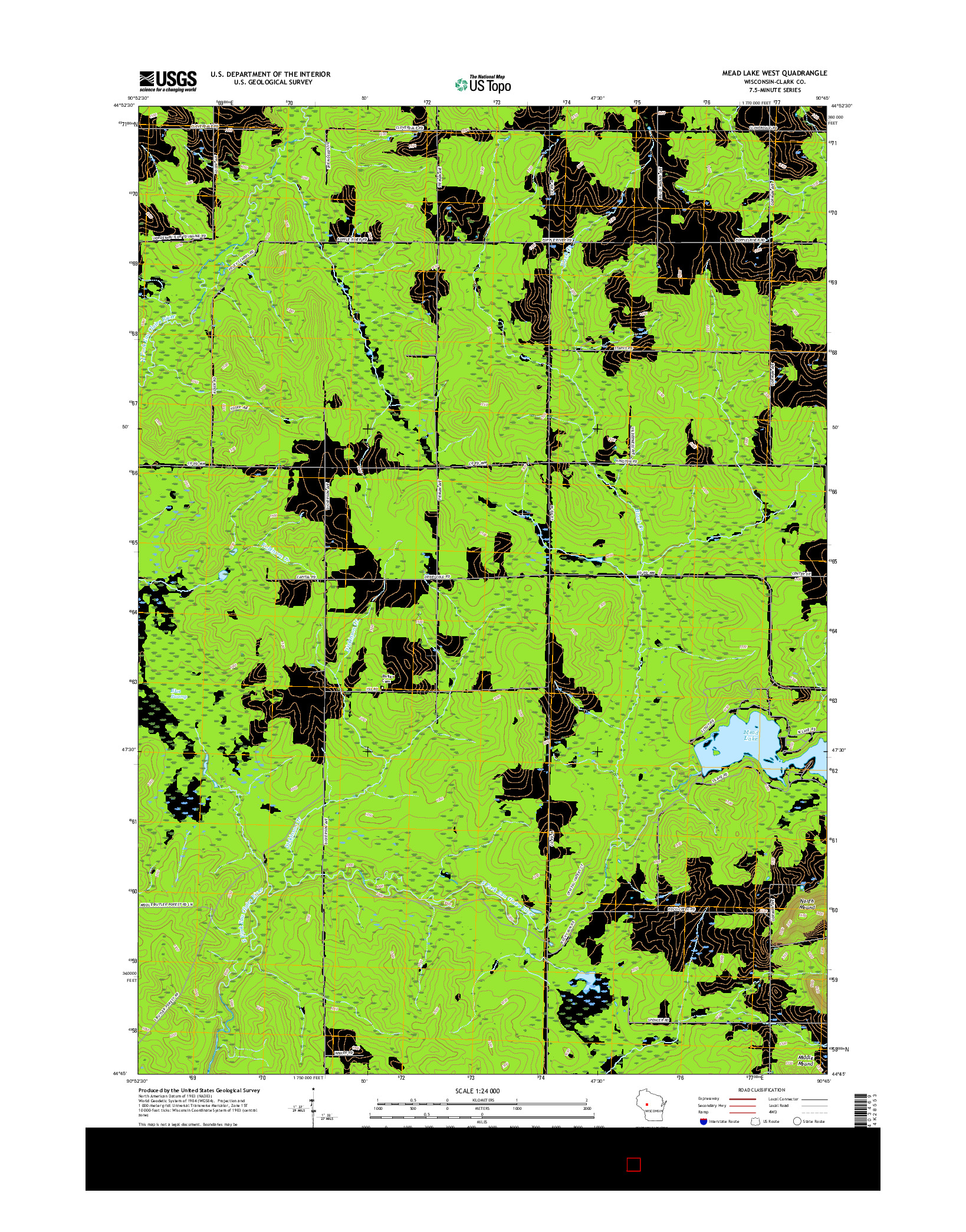 USGS US TOPO 7.5-MINUTE MAP FOR MEAD LAKE WEST, WI 2015