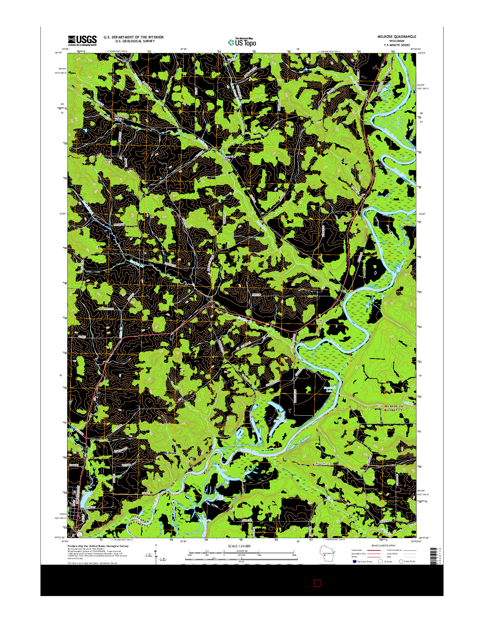 USGS US TOPO 7.5-MINUTE MAP FOR MELROSE, WI 2015