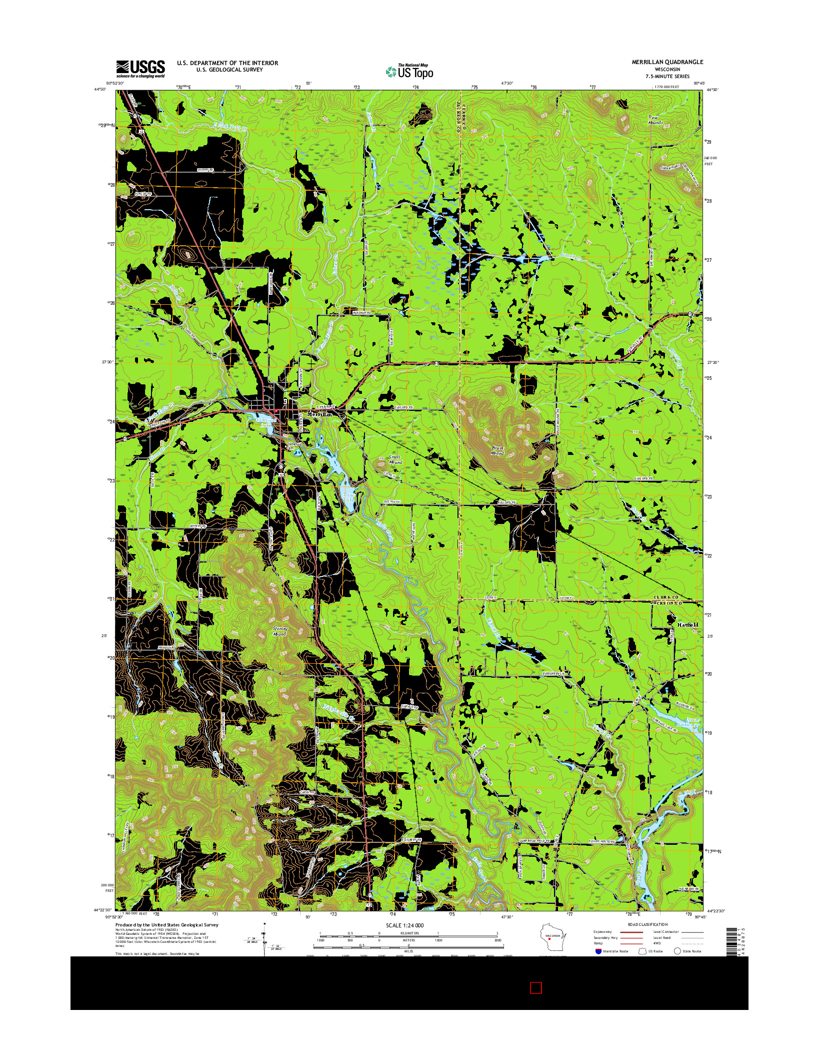 USGS US TOPO 7.5-MINUTE MAP FOR MERRILLAN, WI 2015