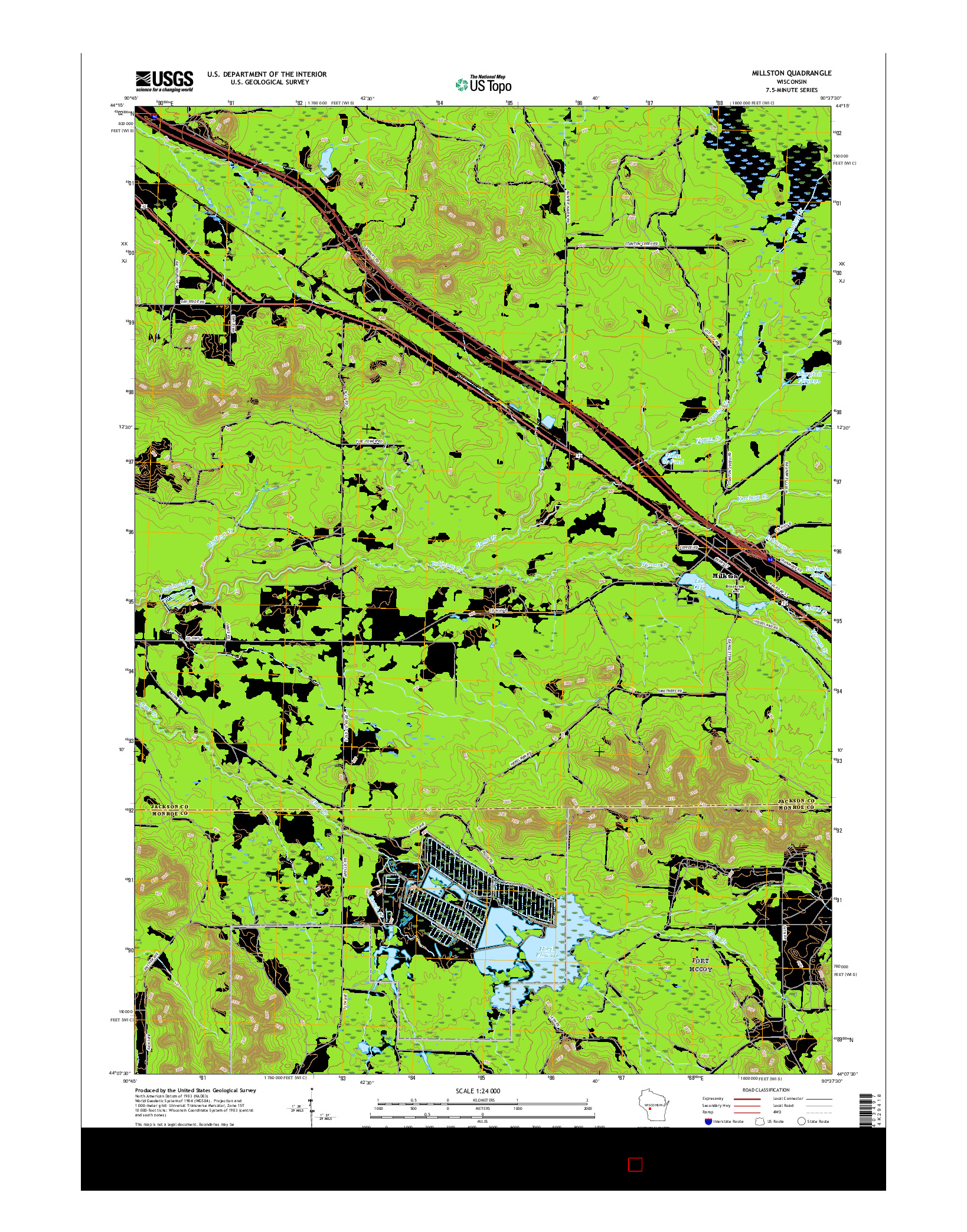 USGS US TOPO 7.5-MINUTE MAP FOR MILLSTON, WI 2015