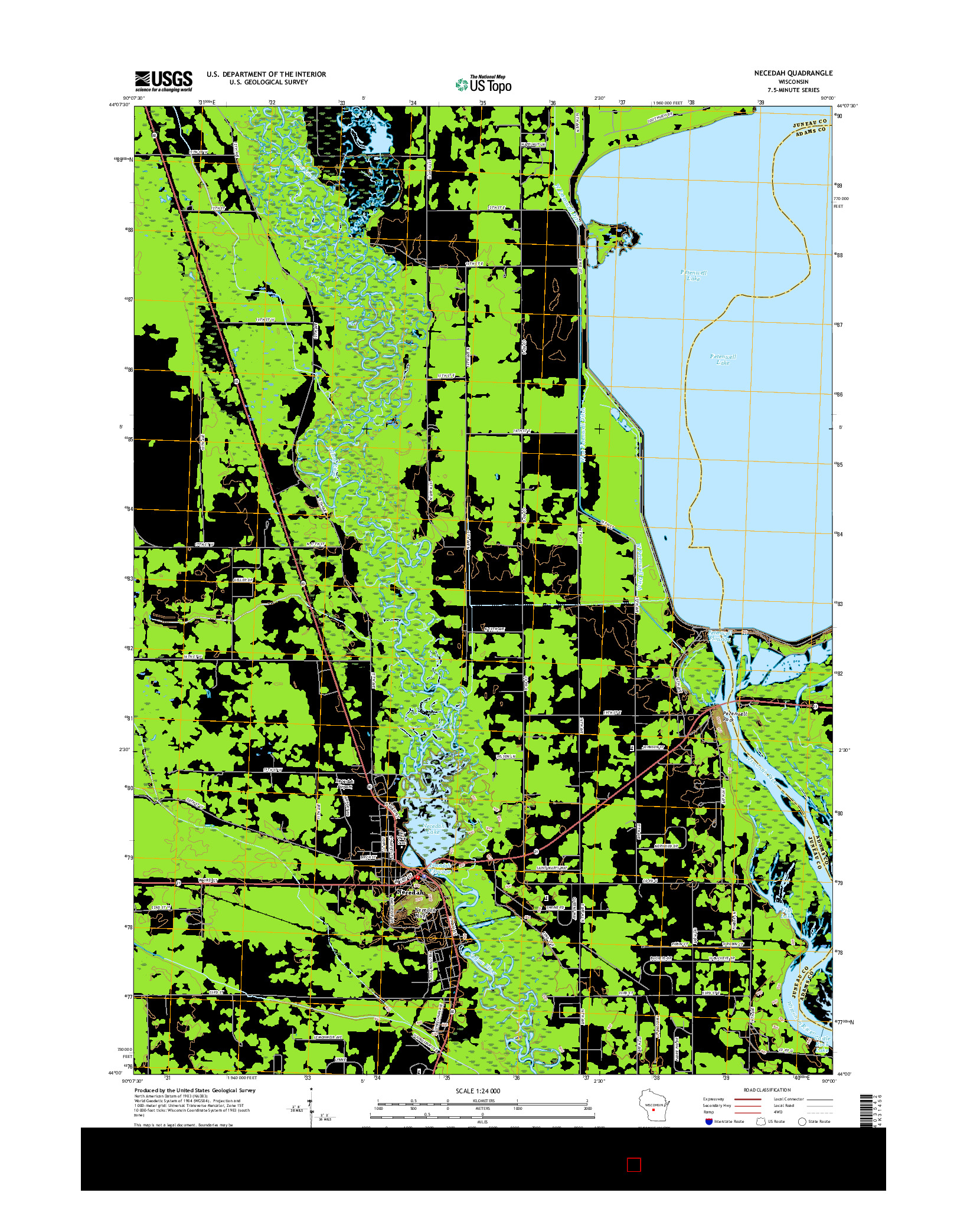 USGS US TOPO 7.5-MINUTE MAP FOR NECEDAH, WI 2015