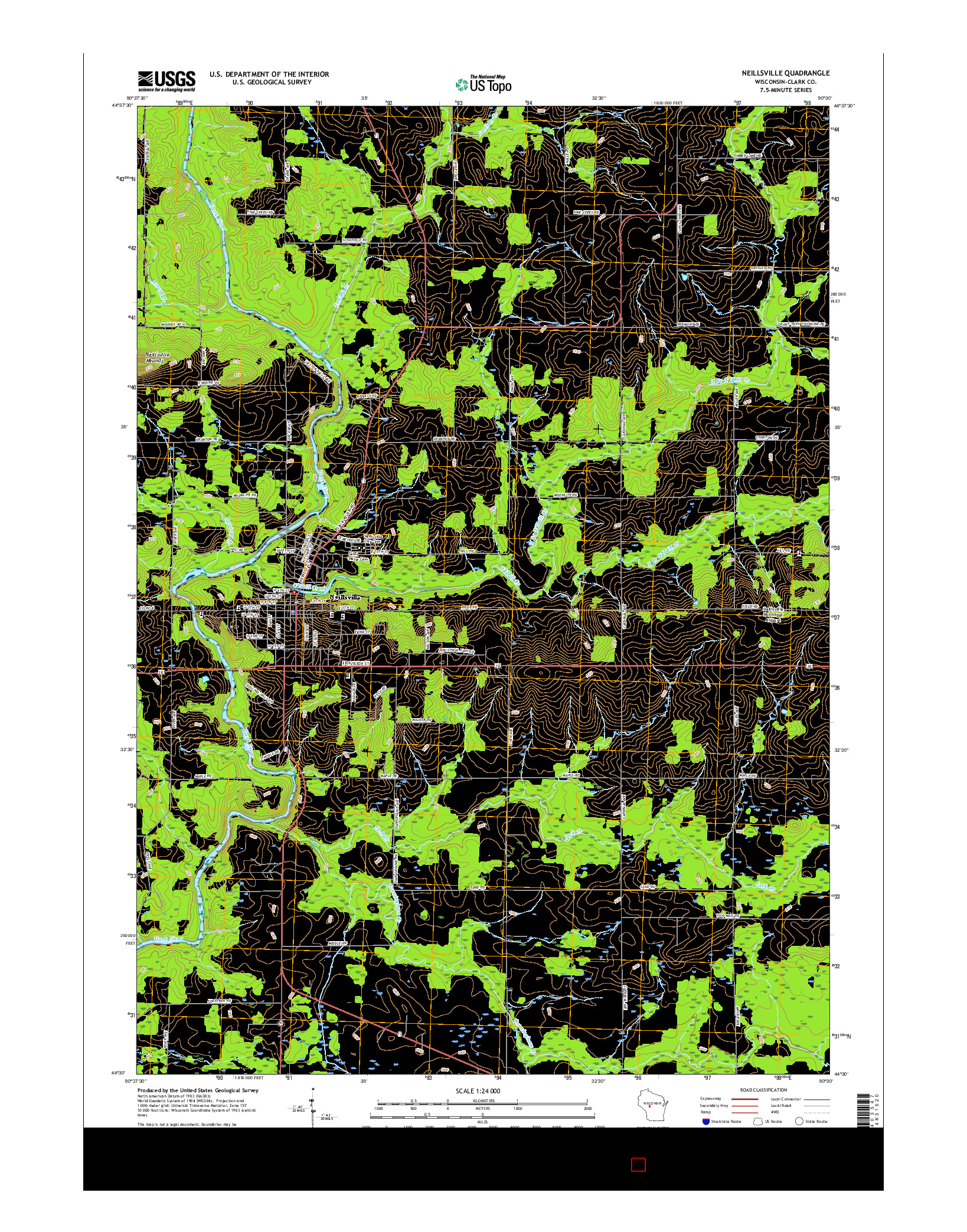 USGS US TOPO 7.5-MINUTE MAP FOR NEILLSVILLE, WI 2015