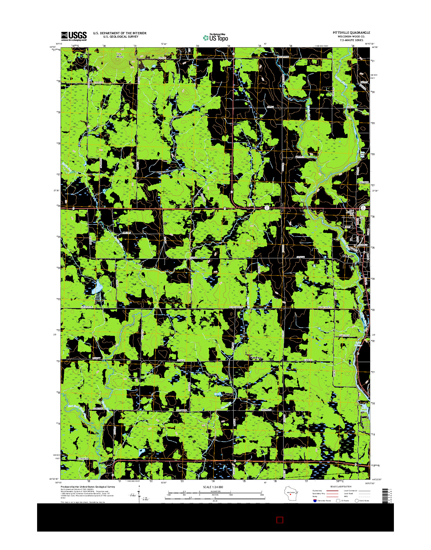 USGS US TOPO 7.5-MINUTE MAP FOR PITTSVILLE, WI 2015