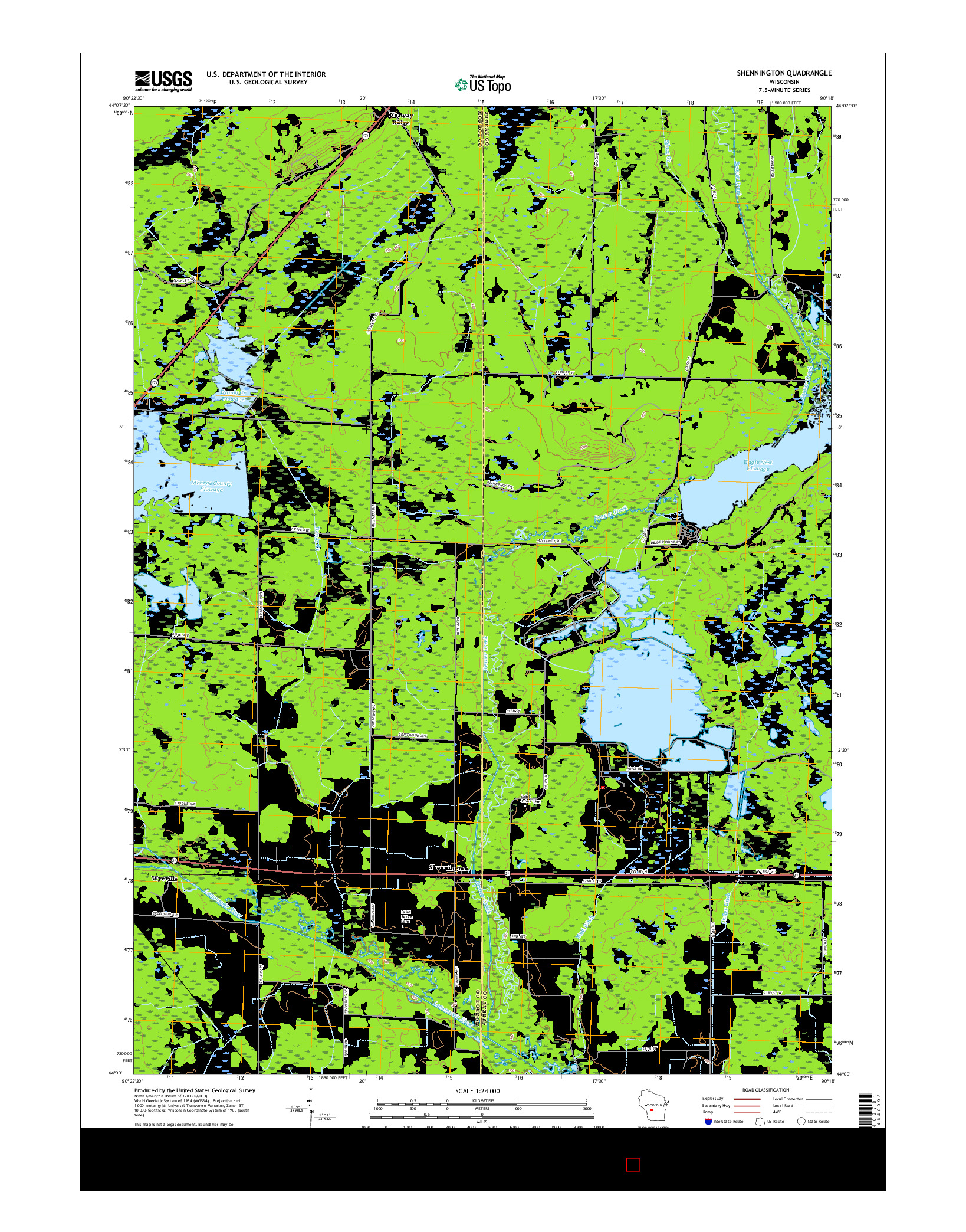 USGS US TOPO 7.5-MINUTE MAP FOR SHENNINGTON, WI 2015