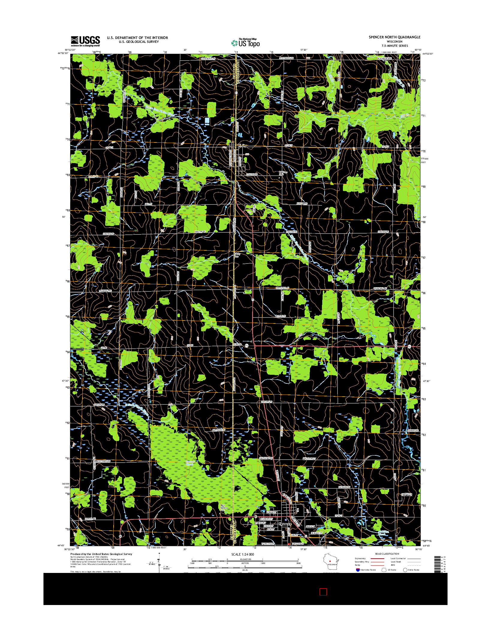 USGS US TOPO 7.5-MINUTE MAP FOR SPENCER NORTH, WI 2015
