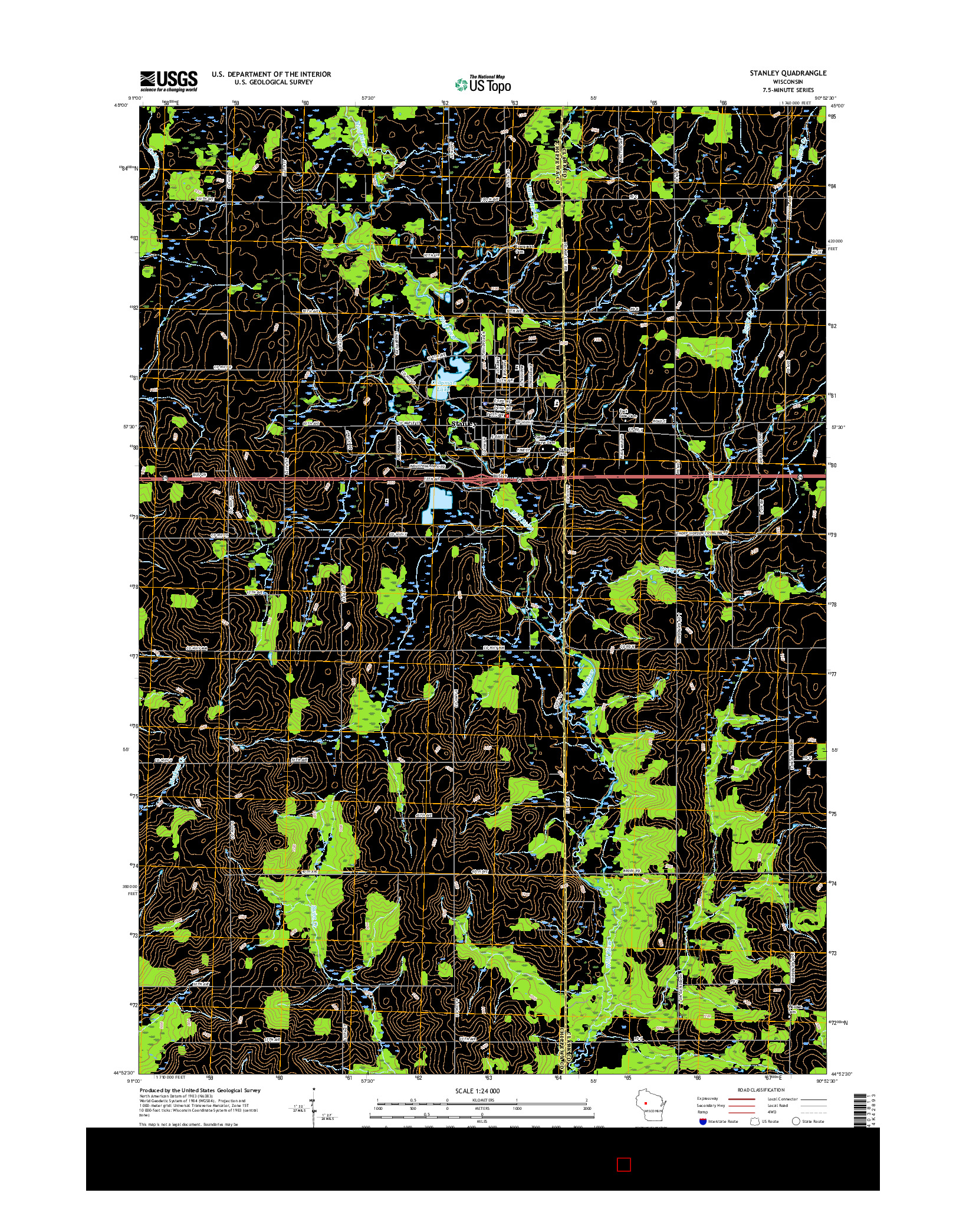 USGS US TOPO 7.5-MINUTE MAP FOR STANLEY, WI 2015