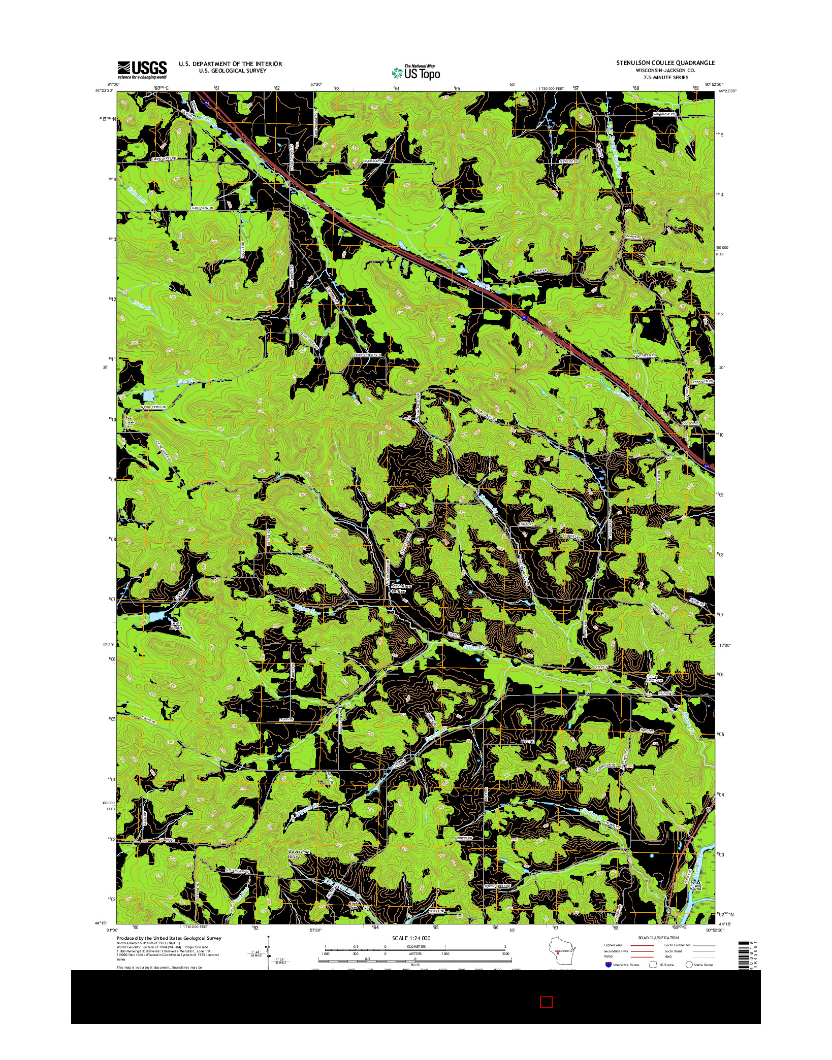 USGS US TOPO 7.5-MINUTE MAP FOR STENULSON COULEE, WI 2015