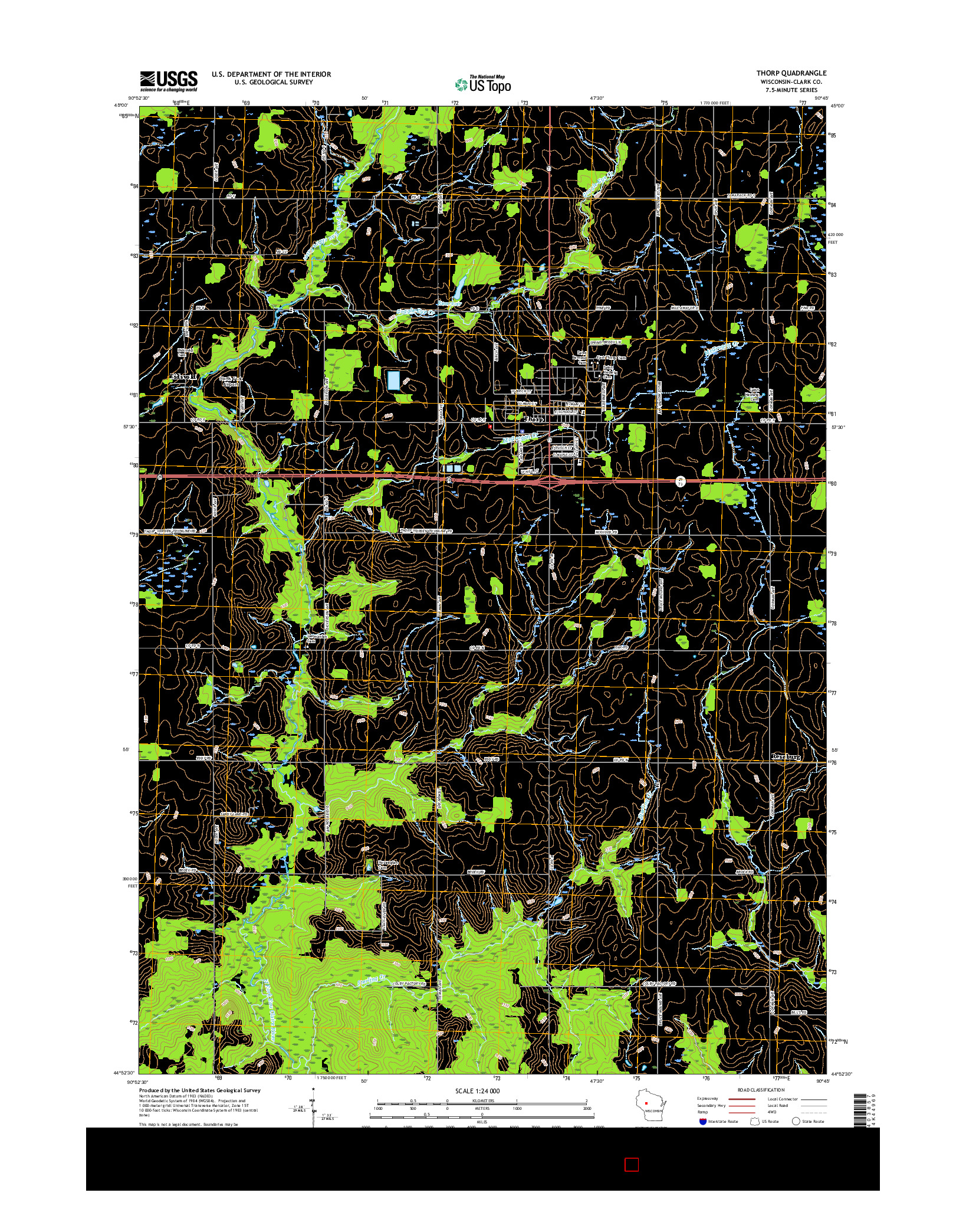 USGS US TOPO 7.5-MINUTE MAP FOR THORP, WI 2015