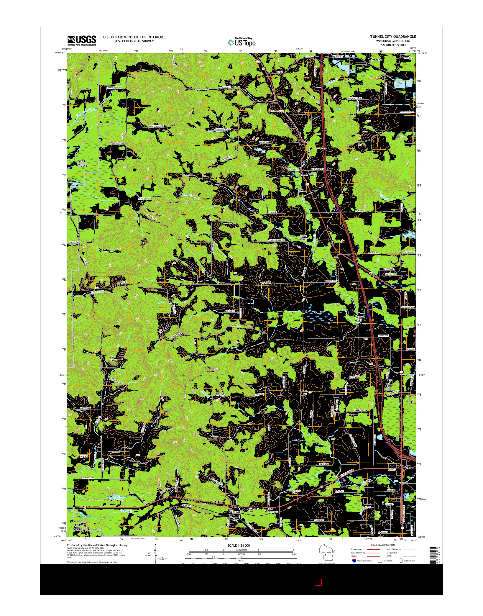 USGS US TOPO 7.5-MINUTE MAP FOR TUNNEL CITY, WI 2015