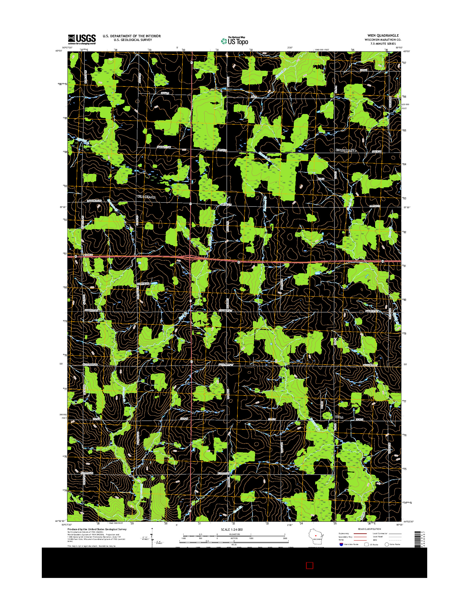 USGS US TOPO 7.5-MINUTE MAP FOR WIEN, WI 2015