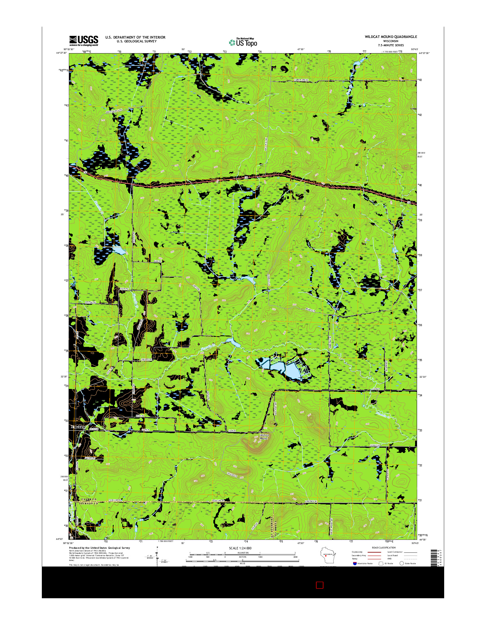 USGS US TOPO 7.5-MINUTE MAP FOR WILDCAT MOUND, WI 2015