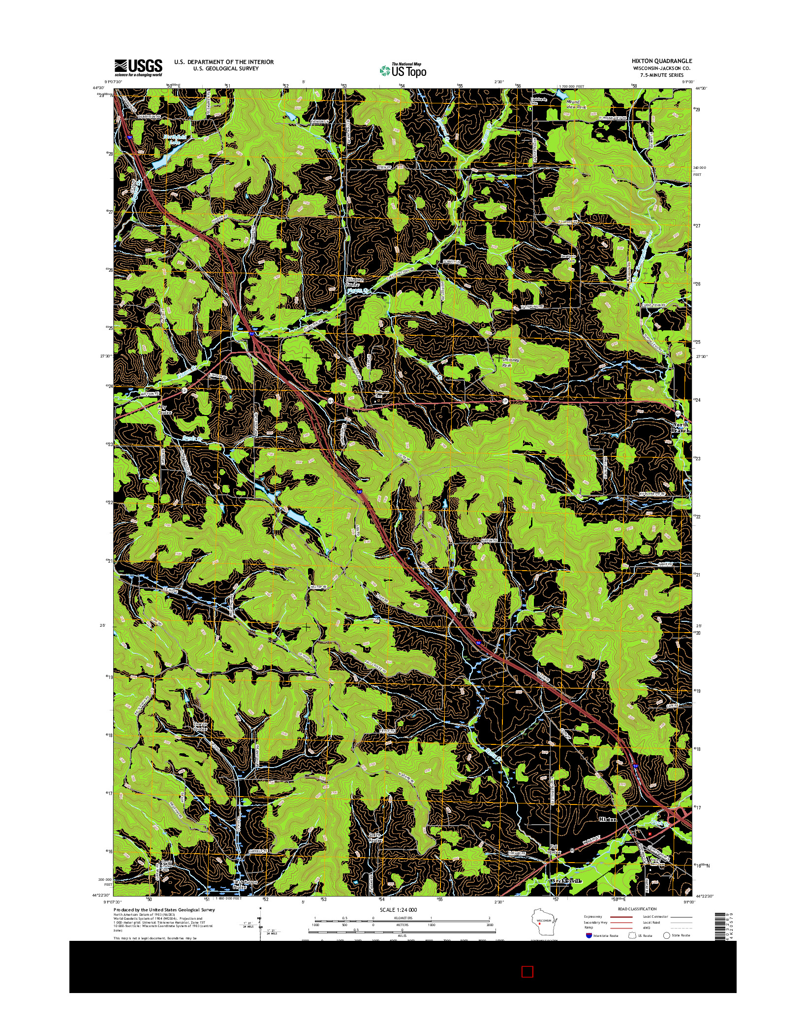 USGS US TOPO 7.5-MINUTE MAP FOR HIXTON, WI 2015