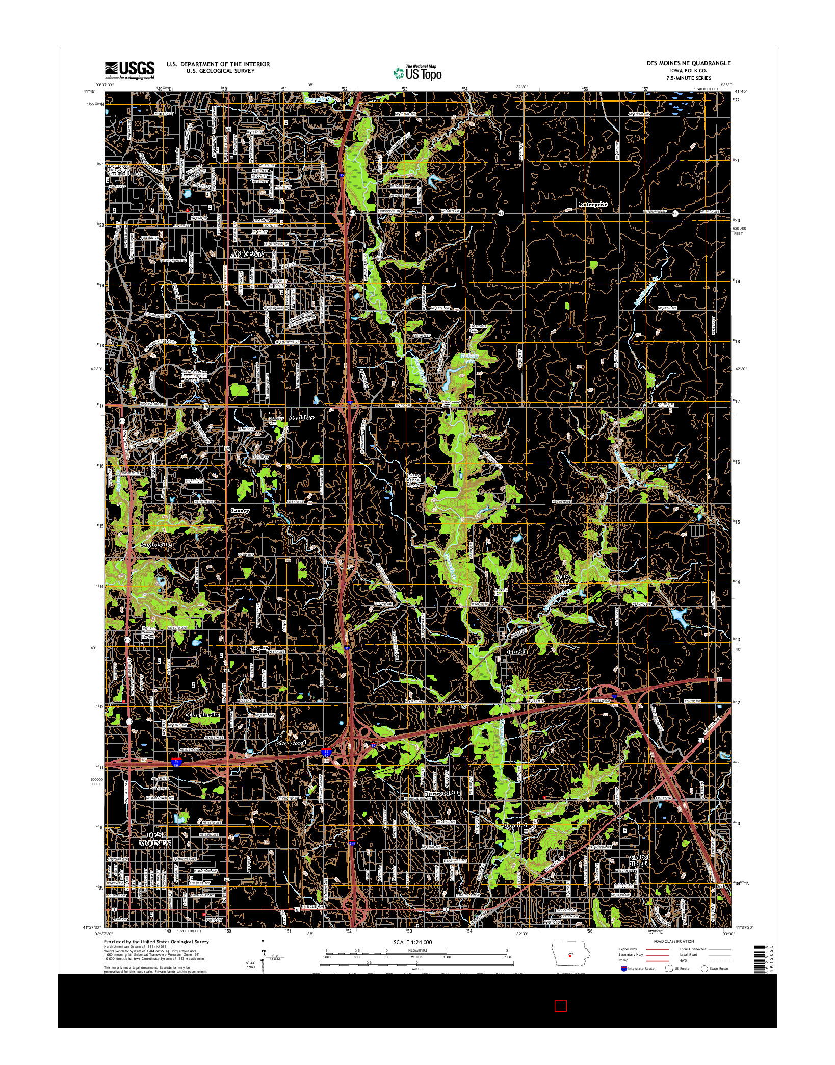 USGS US TOPO 7.5-MINUTE MAP FOR DES MOINES NE, IA 2015