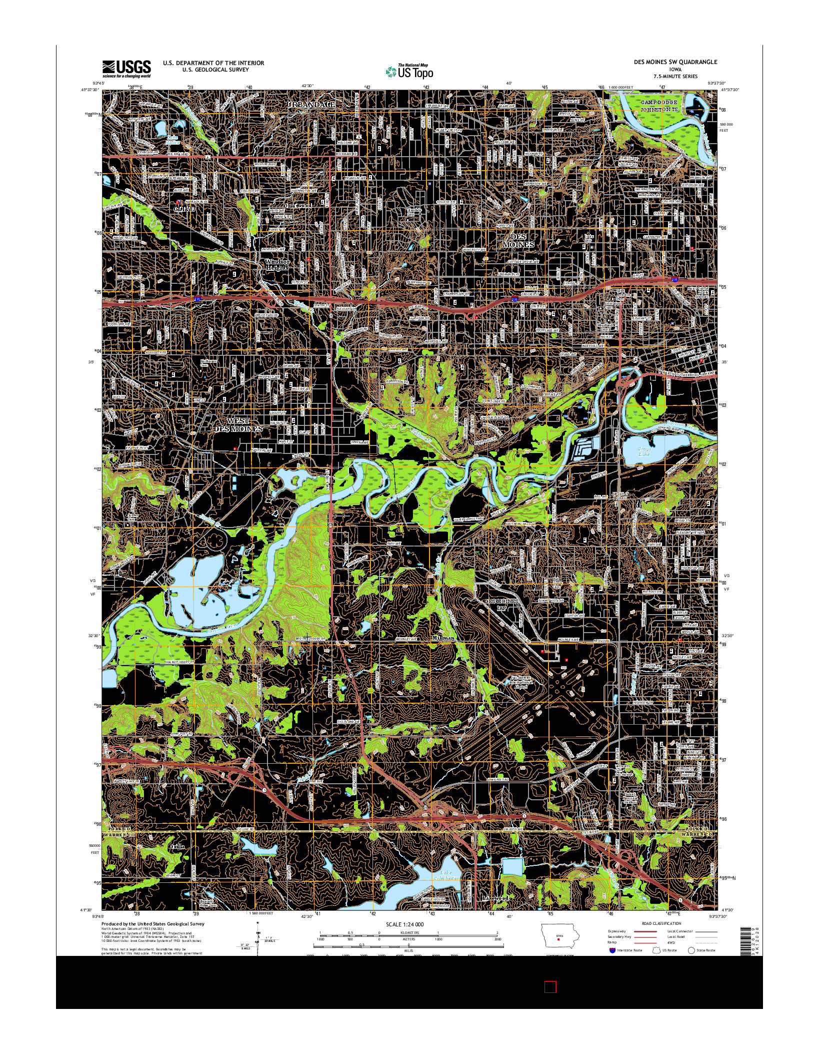 USGS US TOPO 7.5-MINUTE MAP FOR DES MOINES SW, IA 2015