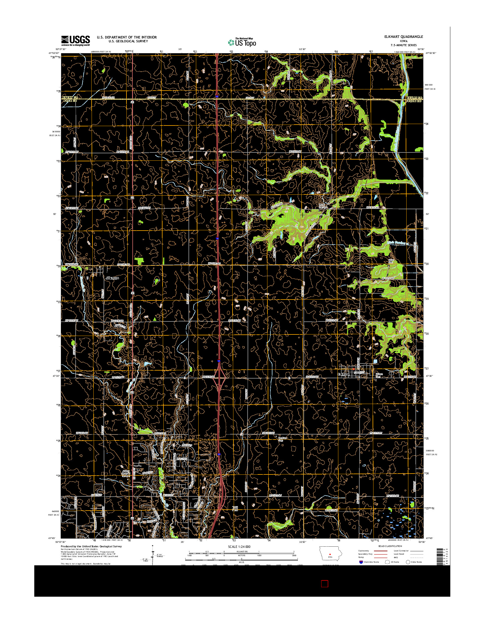 USGS US TOPO 7.5-MINUTE MAP FOR ELKHART, IA 2015