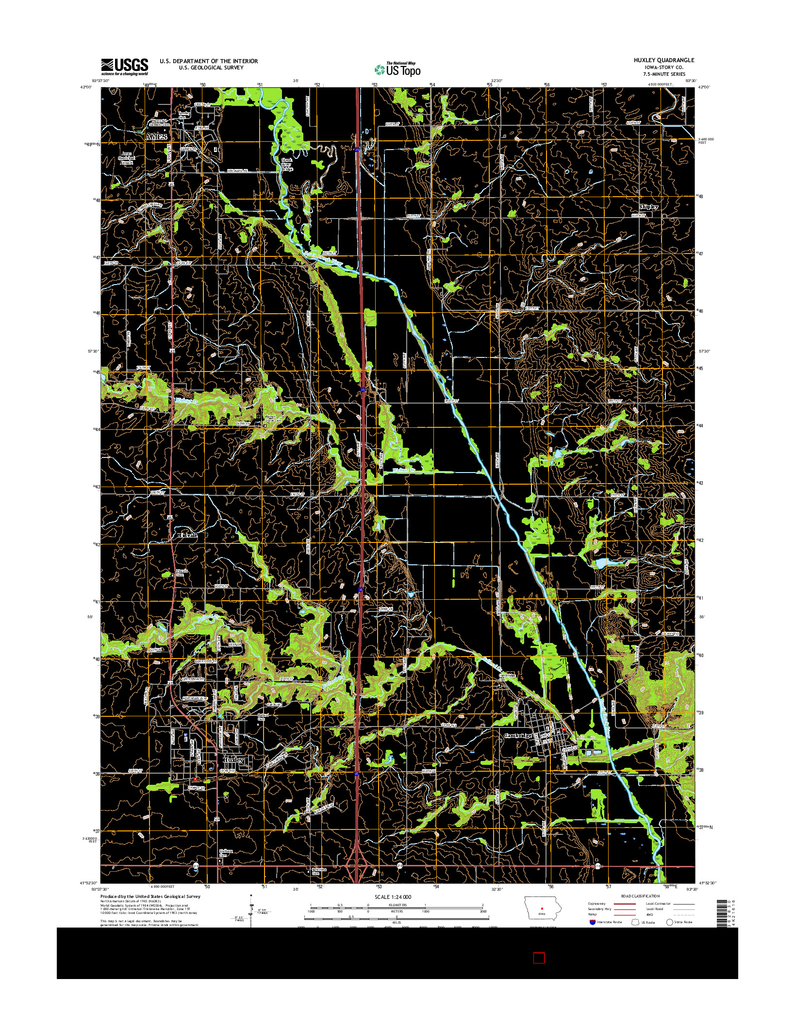 USGS US TOPO 7.5-MINUTE MAP FOR HUXLEY, IA 2015