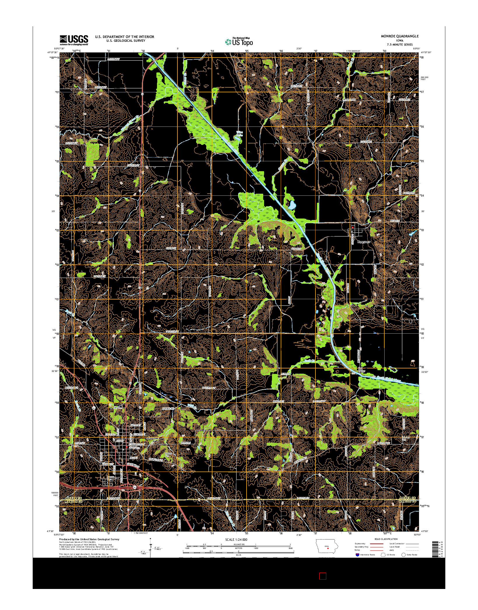 USGS US TOPO 7.5-MINUTE MAP FOR MONROE, IA 2015