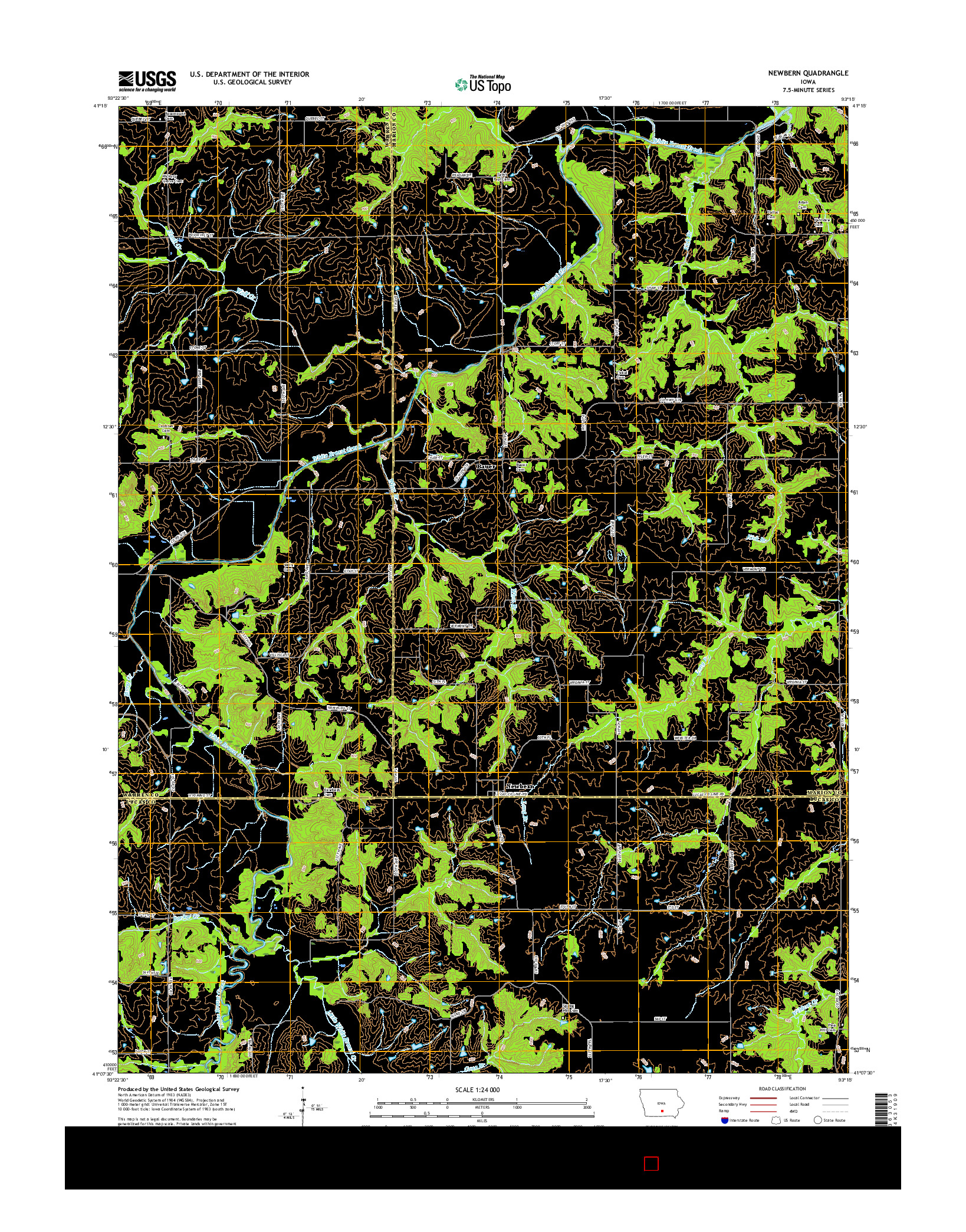 USGS US TOPO 7.5-MINUTE MAP FOR NEWBERN, IA 2015