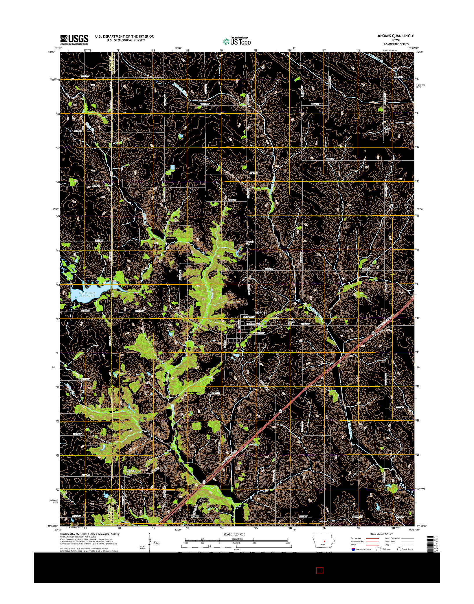 USGS US TOPO 7.5-MINUTE MAP FOR RHODES, IA 2015