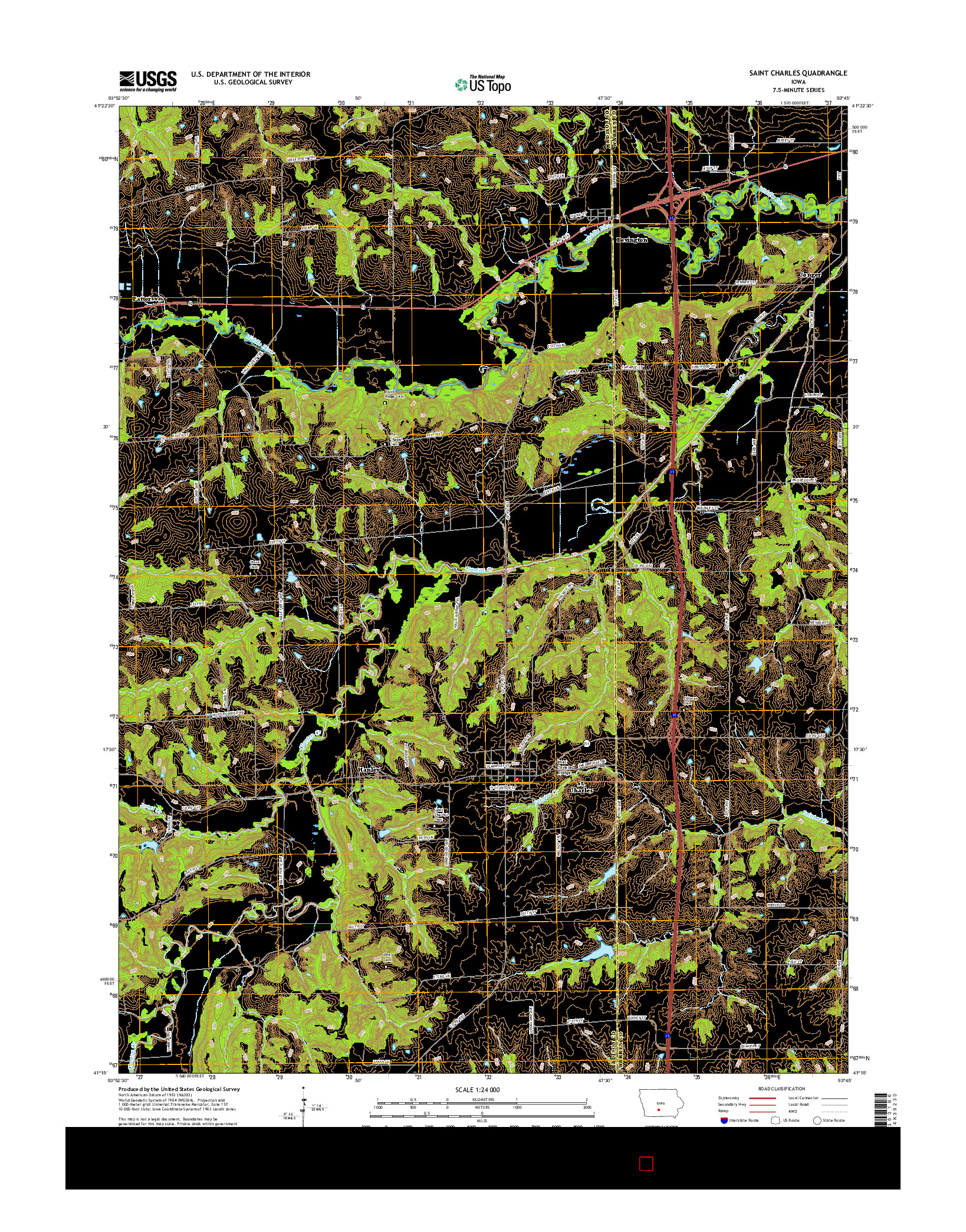 USGS US TOPO 7.5-MINUTE MAP FOR SAINT CHARLES, IA 2015