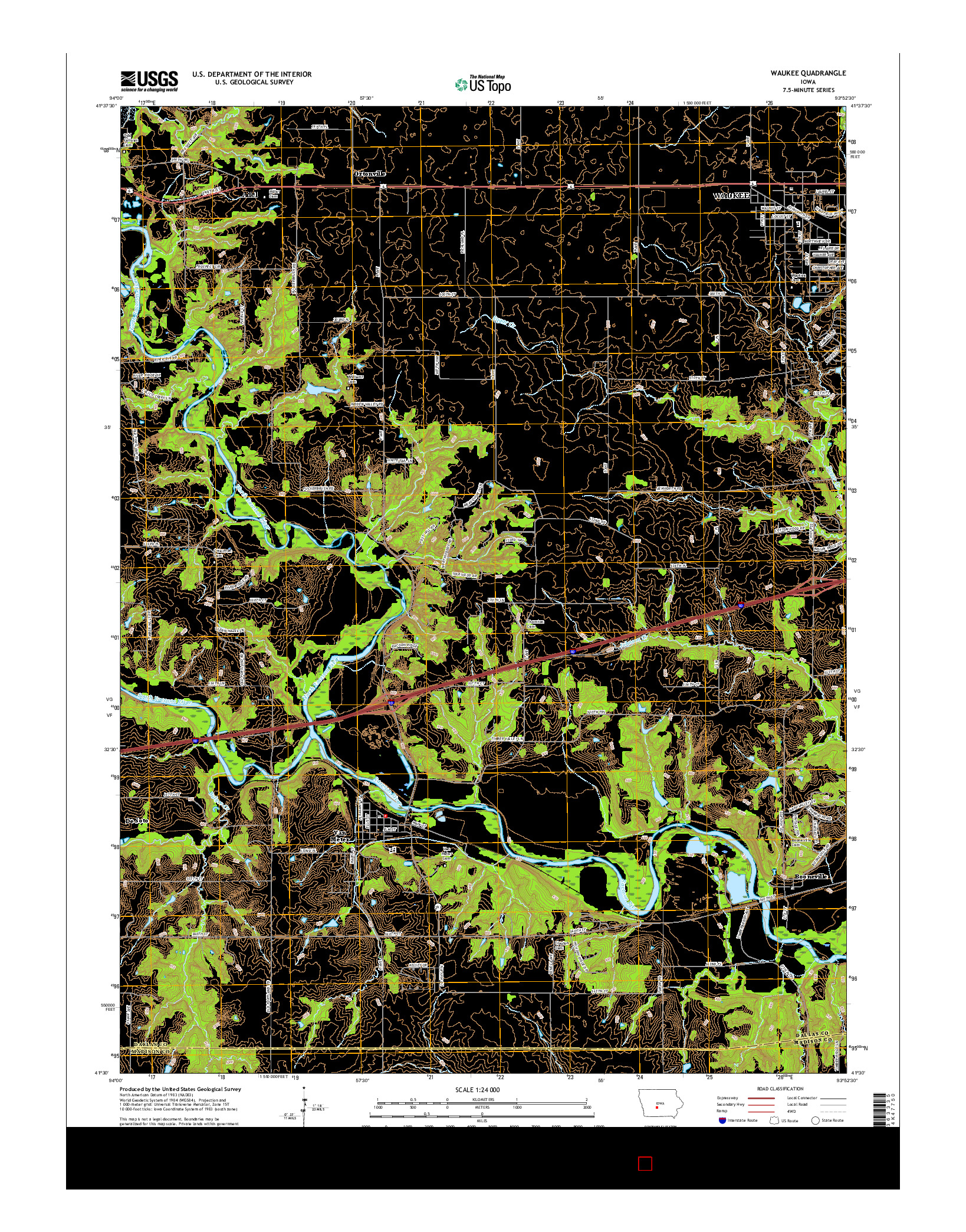 USGS US TOPO 7.5-MINUTE MAP FOR WAUKEE, IA 2015
