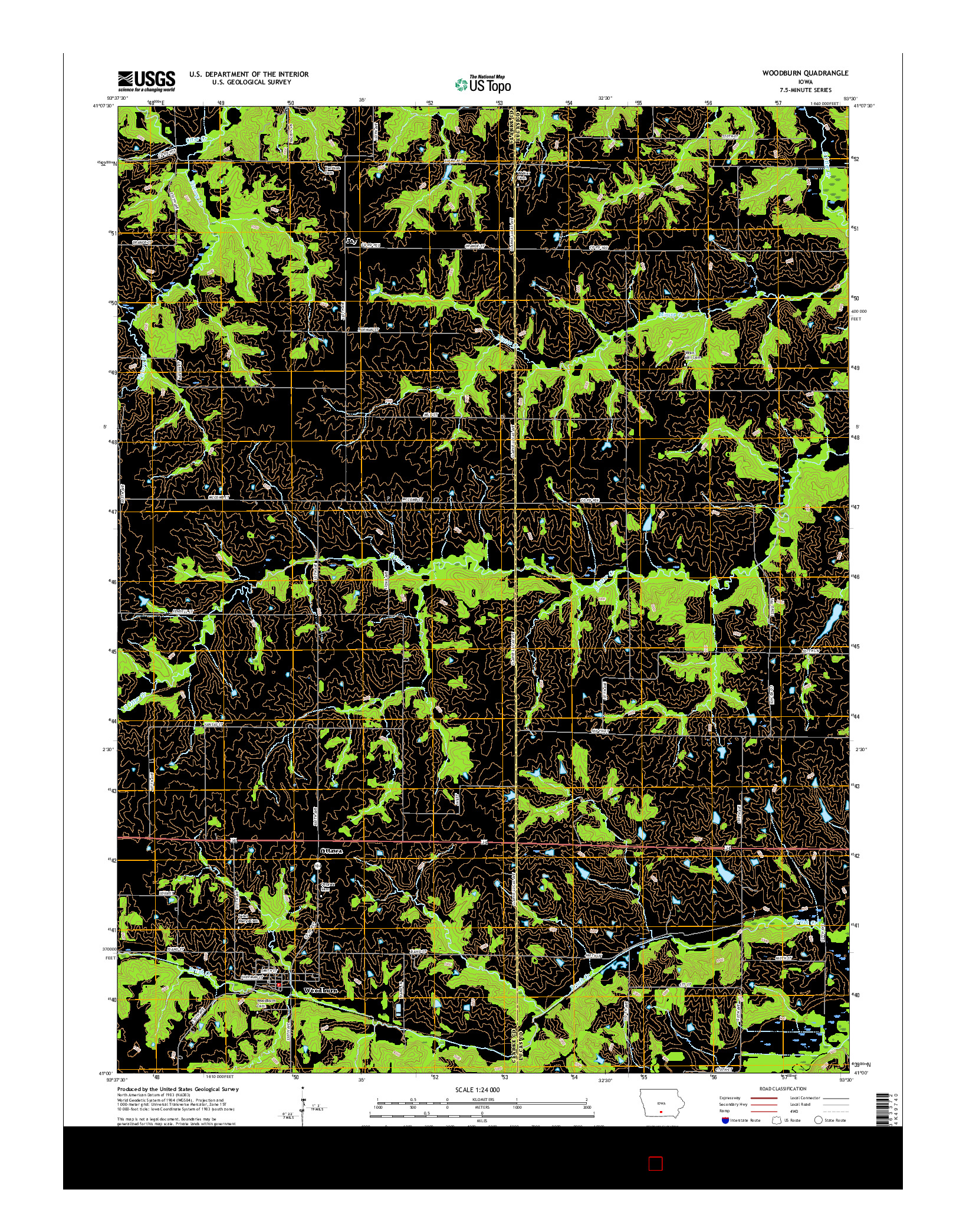 USGS US TOPO 7.5-MINUTE MAP FOR WOODBURN, IA 2015