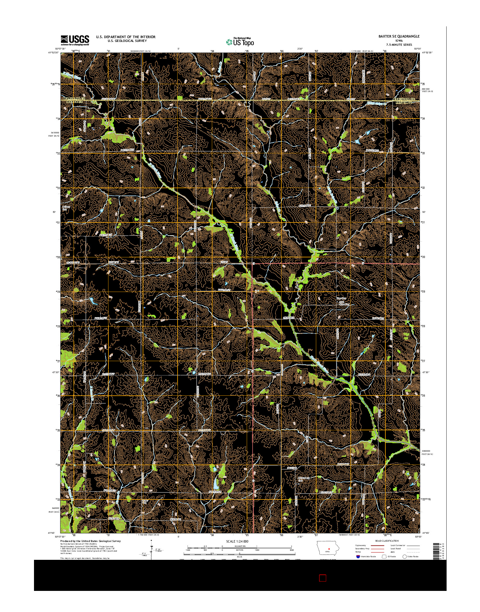 USGS US TOPO 7.5-MINUTE MAP FOR BAXTER SE, IA 2015