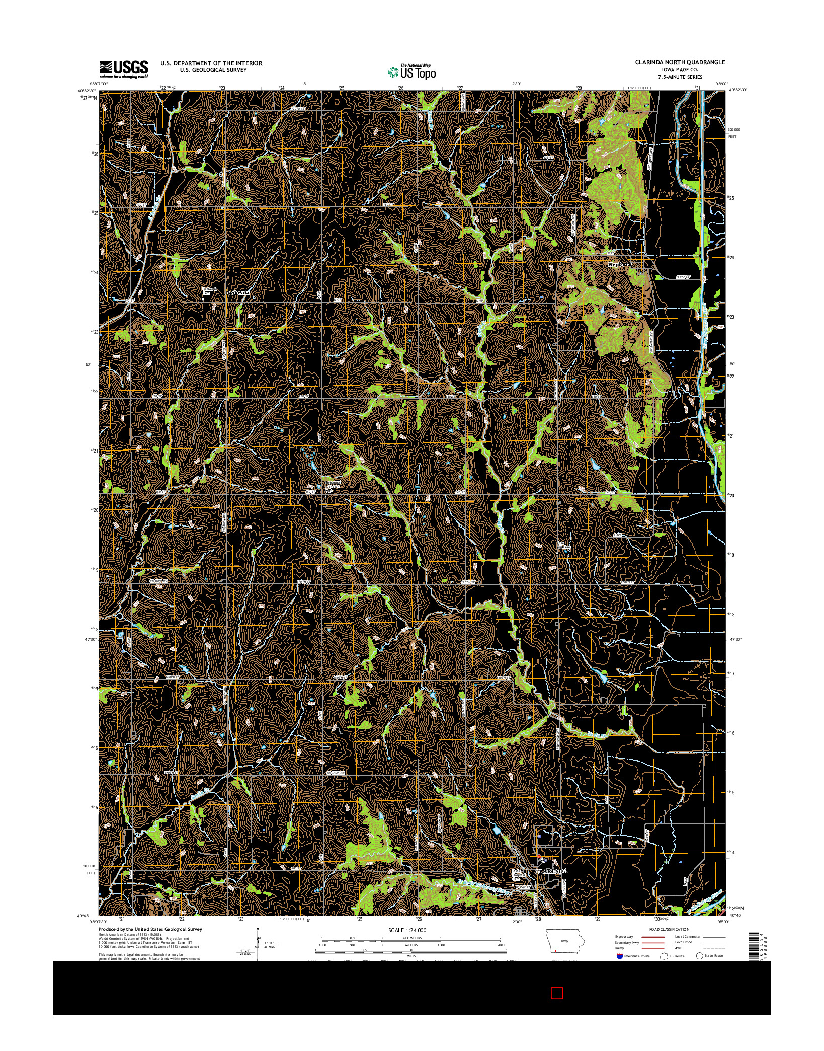 USGS US TOPO 7.5-MINUTE MAP FOR CLARINDA NORTH, IA 2015