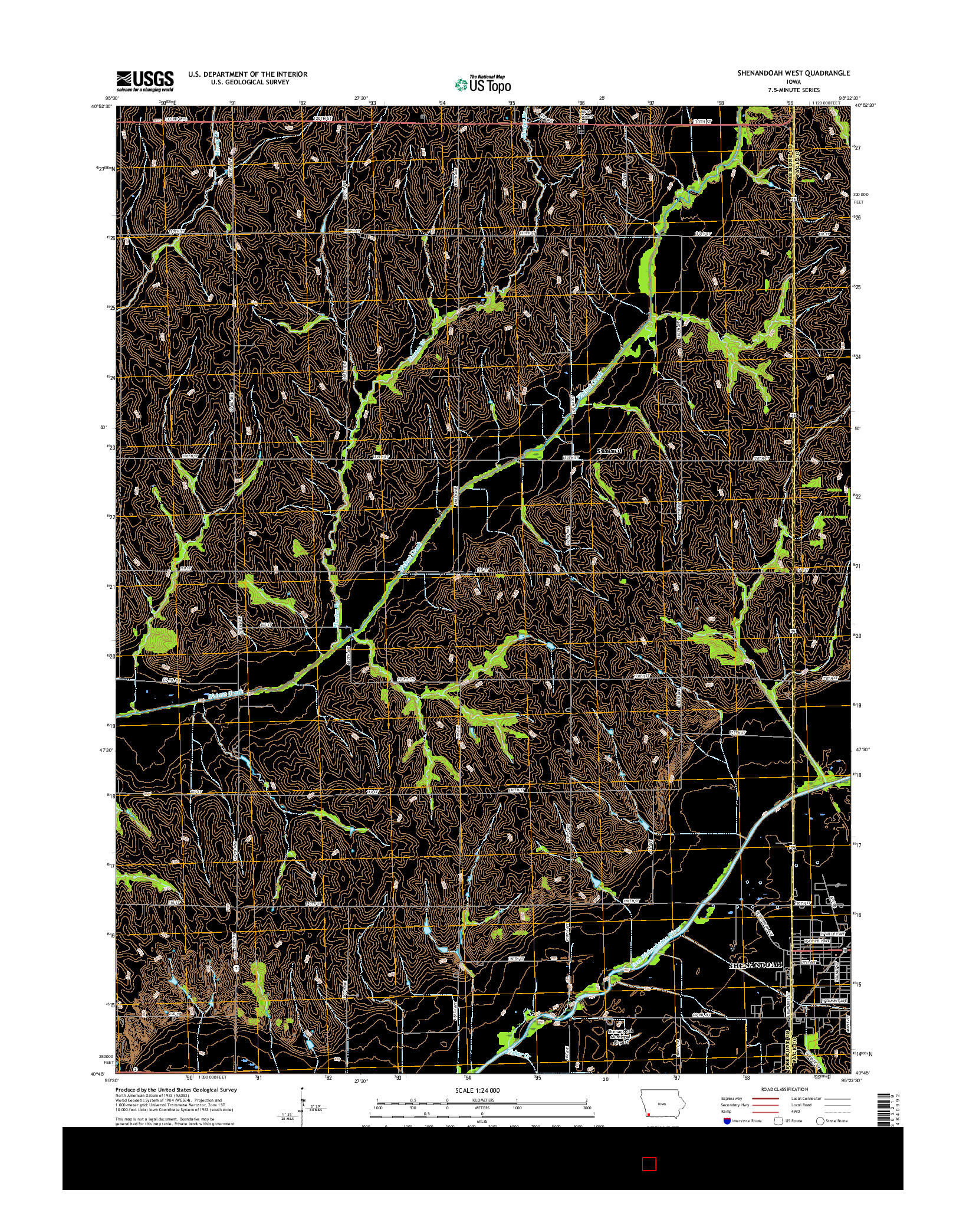 USGS US TOPO 7.5-MINUTE MAP FOR SHENANDOAH WEST, IA 2015