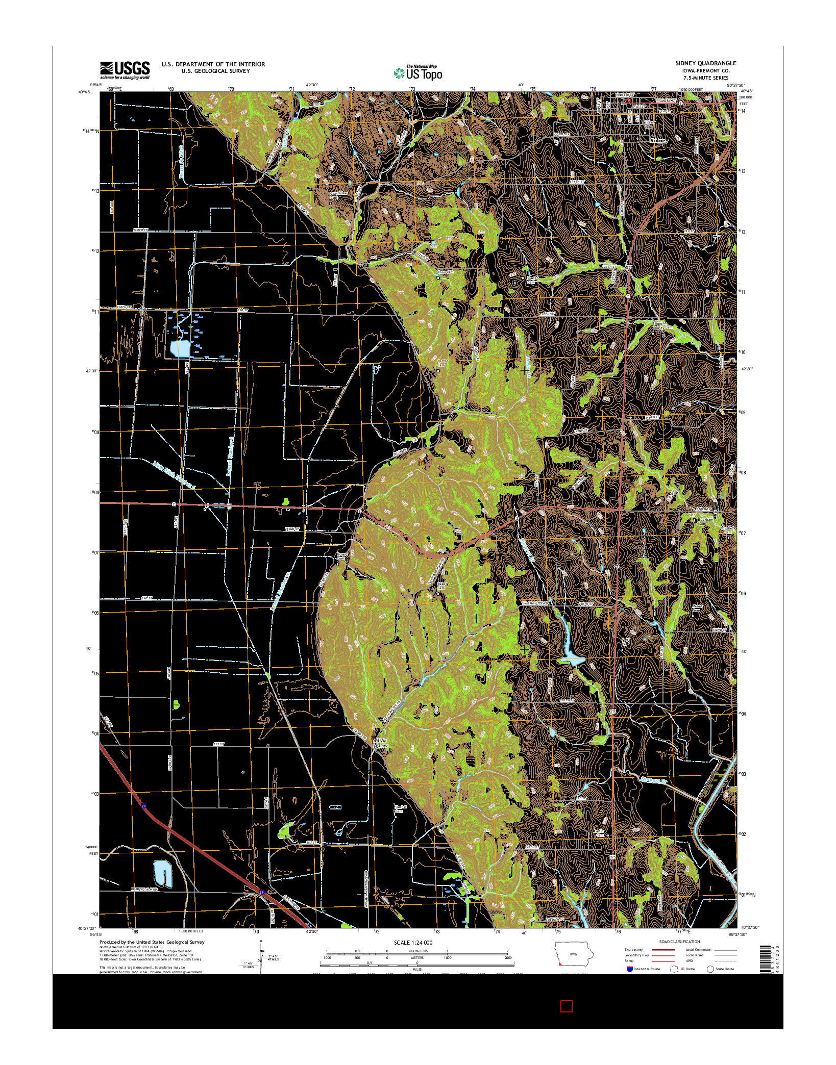 USGS US TOPO 7.5-MINUTE MAP FOR SIDNEY, IA 2015