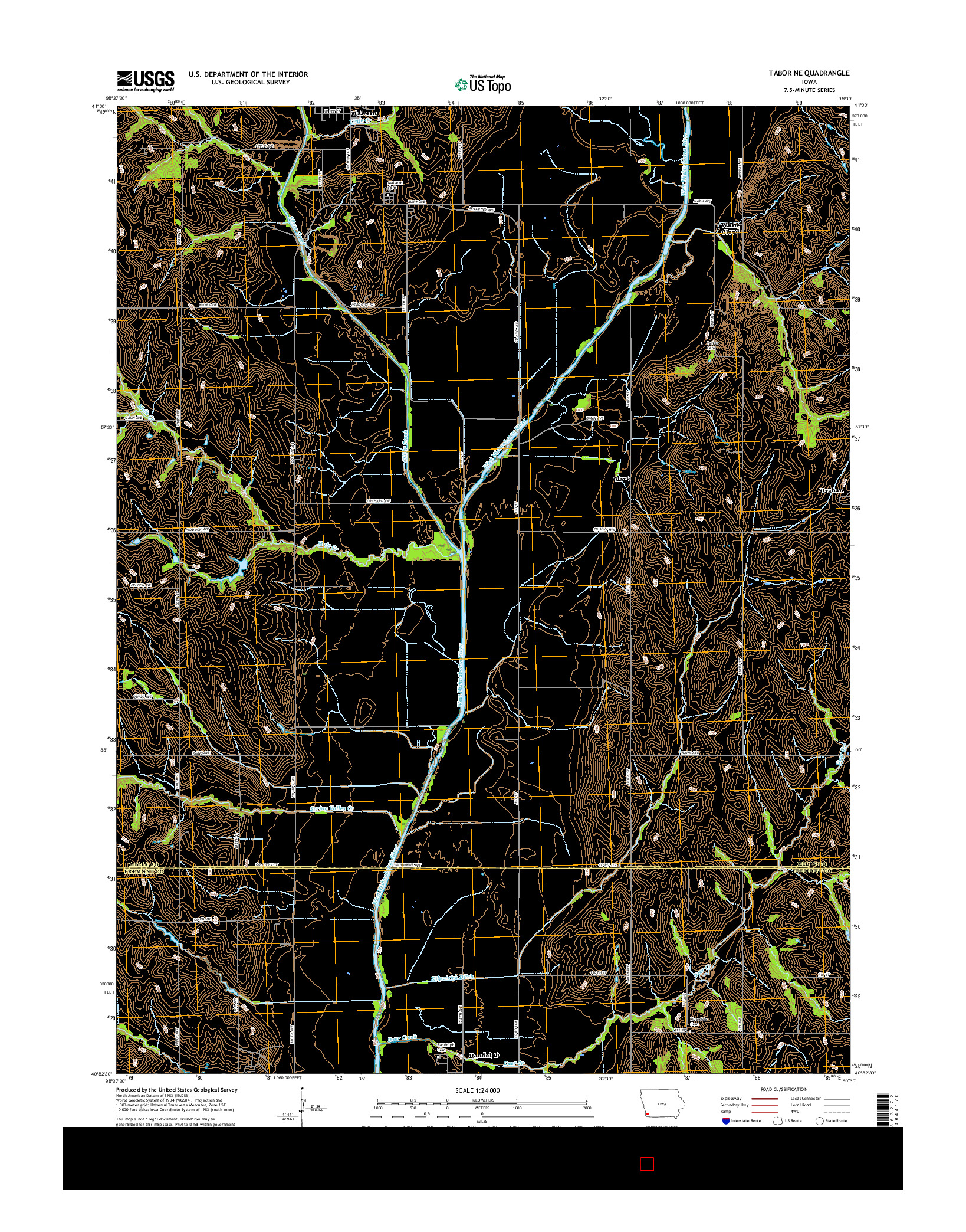 USGS US TOPO 7.5-MINUTE MAP FOR TABOR NE, IA 2015