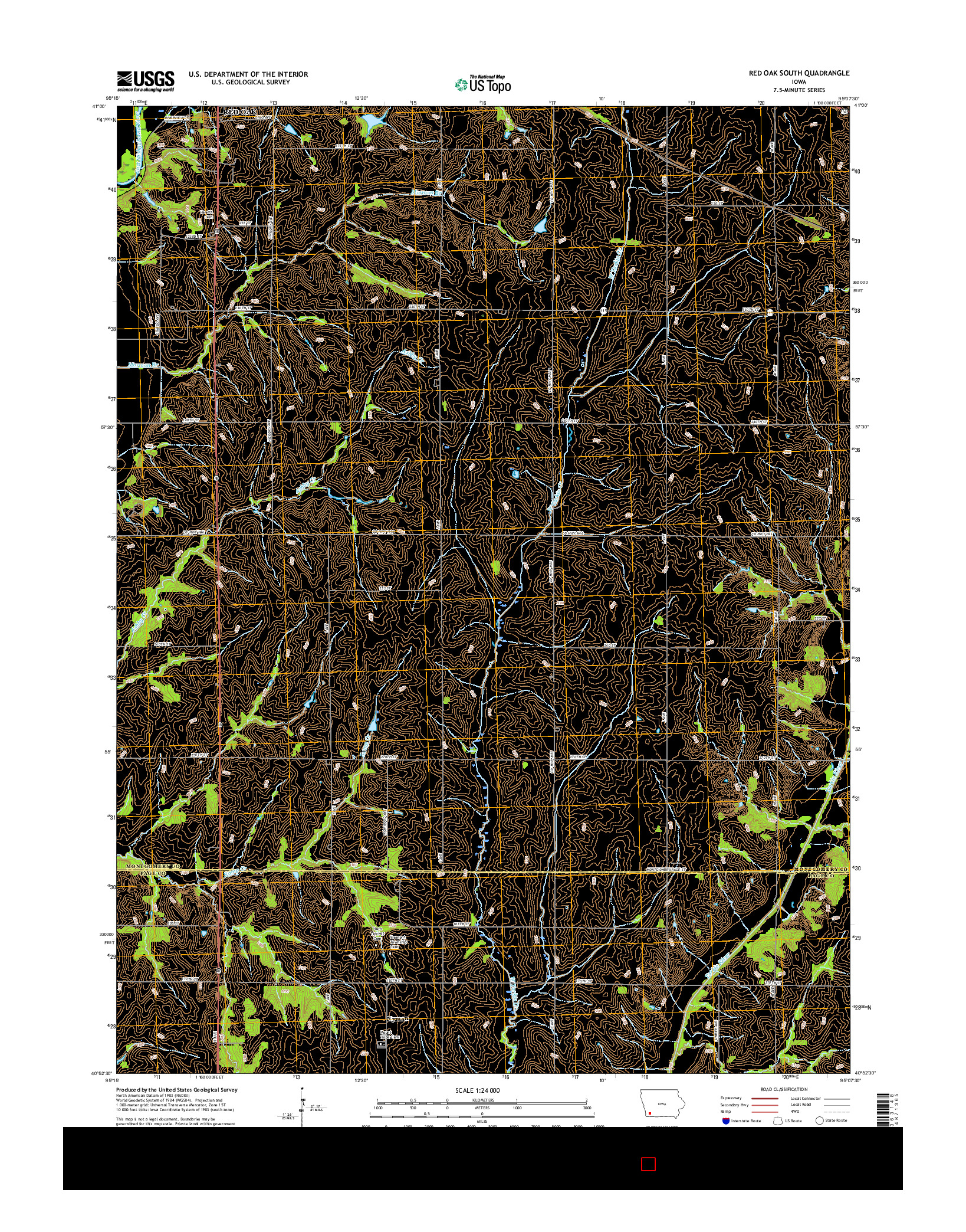 USGS US TOPO 7.5-MINUTE MAP FOR RED OAK SOUTH, IA 2015