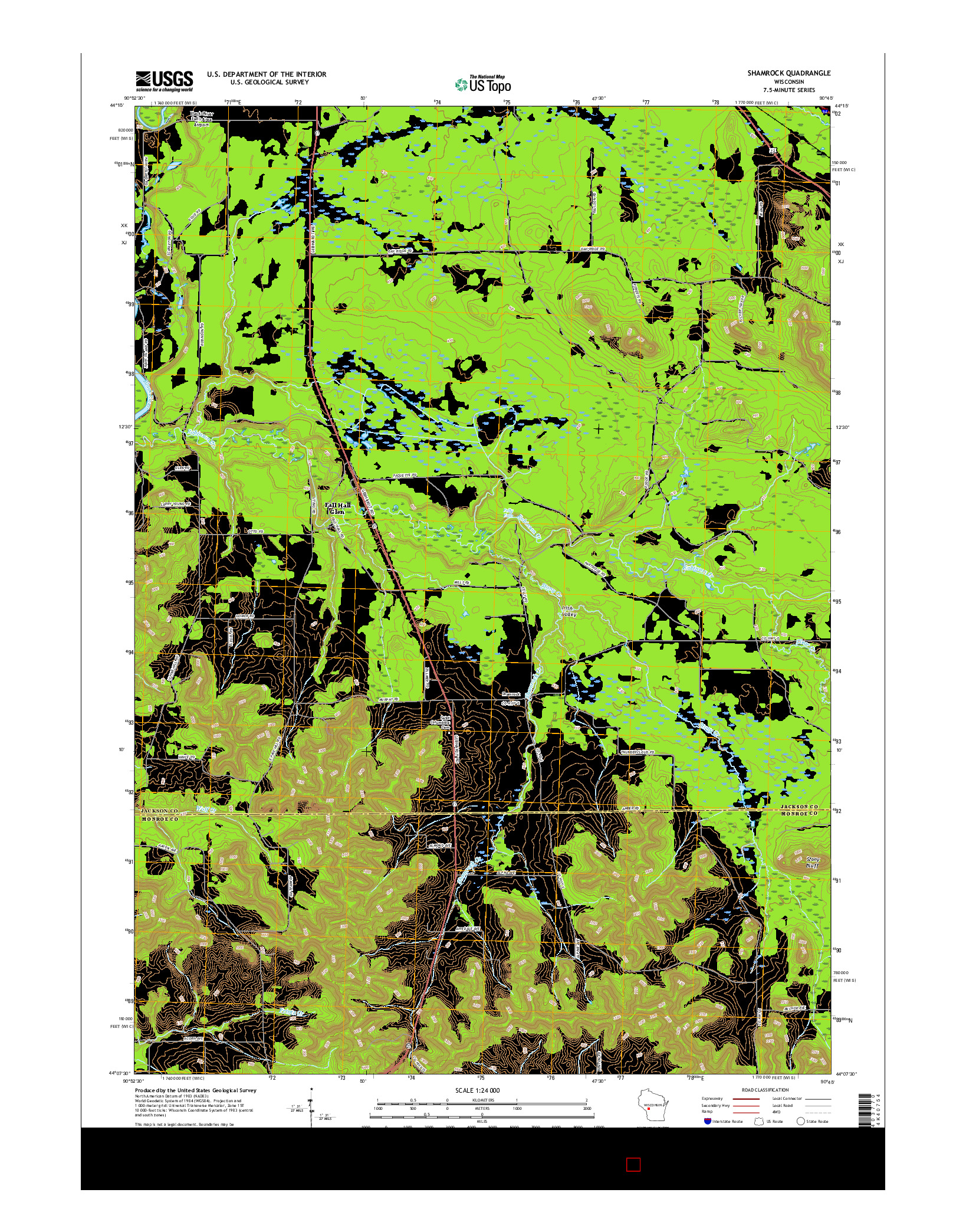 USGS US TOPO 7.5-MINUTE MAP FOR SHAMROCK, WI 2015