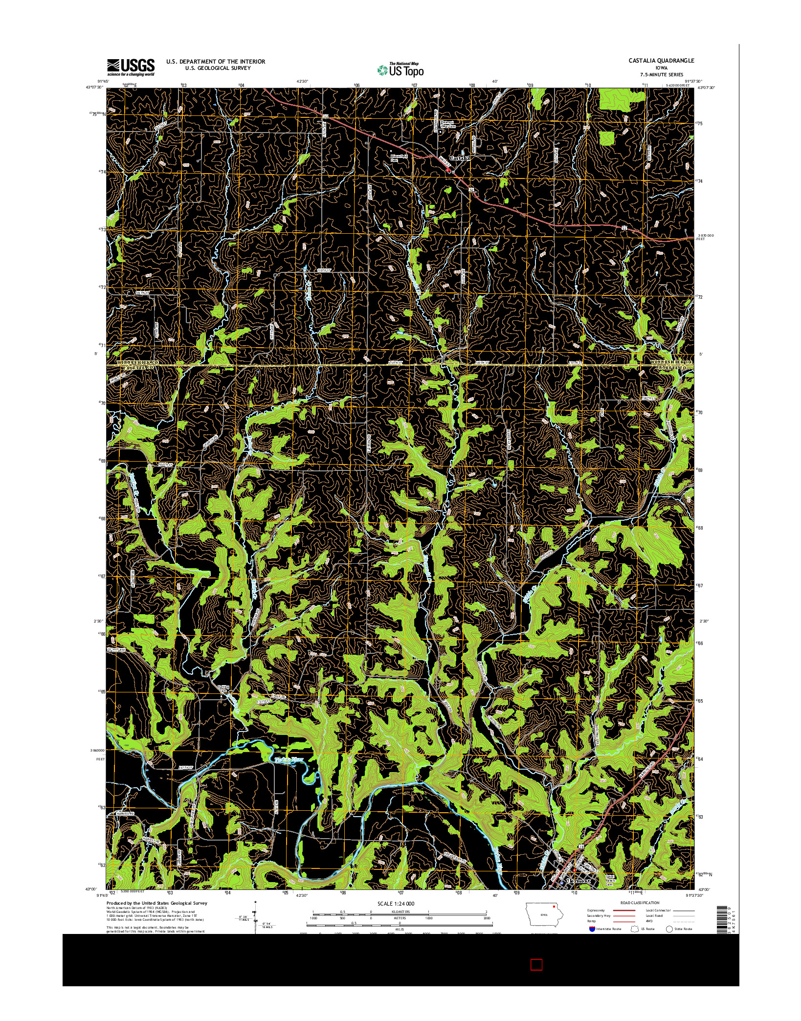 USGS US TOPO 7.5-MINUTE MAP FOR CASTALIA, IA 2015