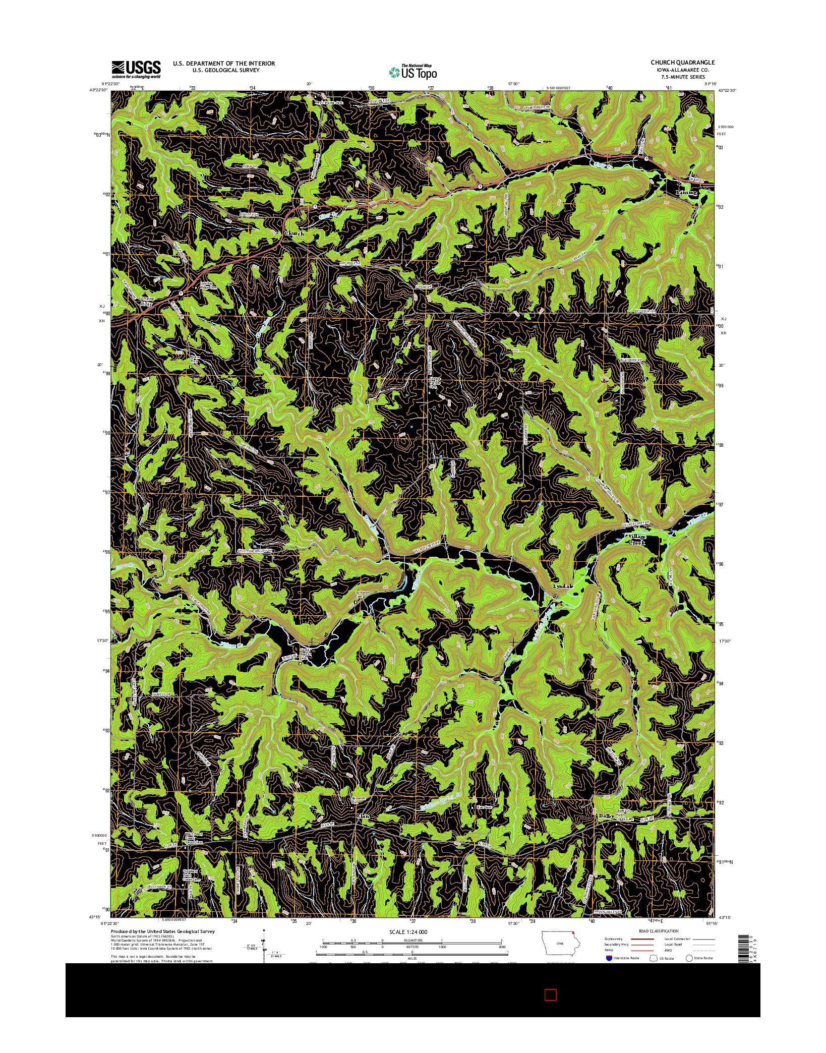 USGS US TOPO 7.5-MINUTE MAP FOR CHURCH, IA 2015