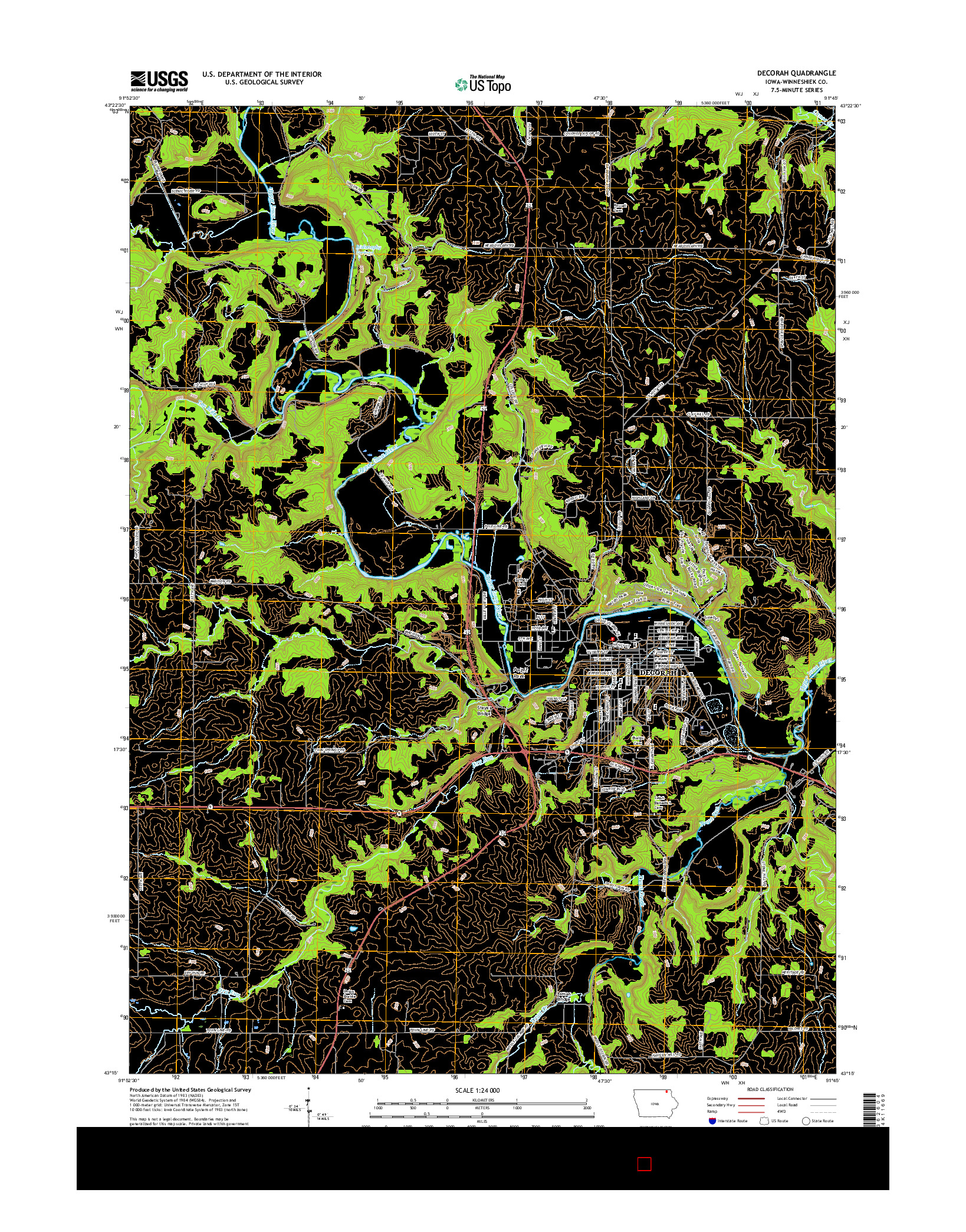 USGS US TOPO 7.5-MINUTE MAP FOR DECORAH, IA 2015