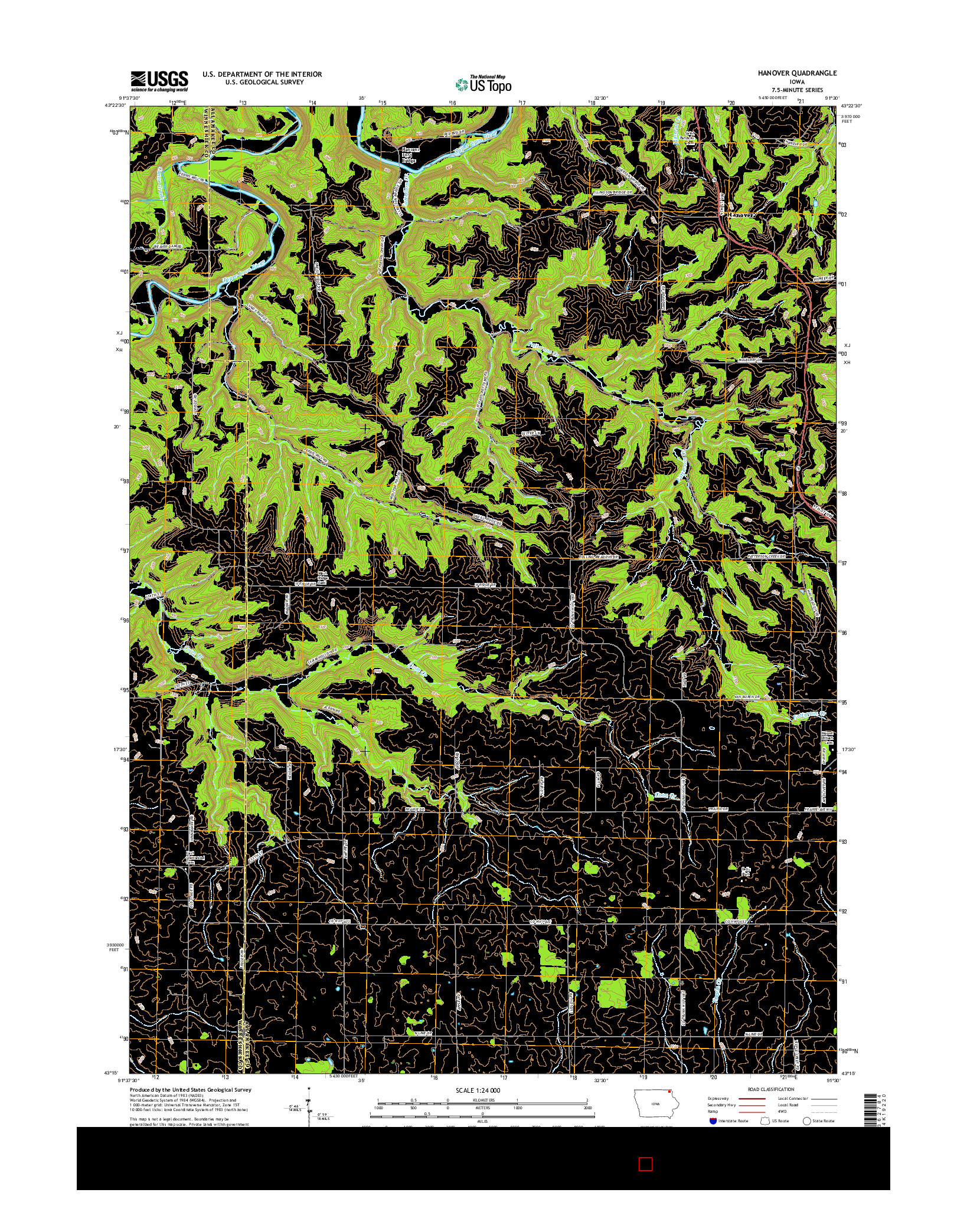 USGS US TOPO 7.5-MINUTE MAP FOR HANOVER, IA 2015