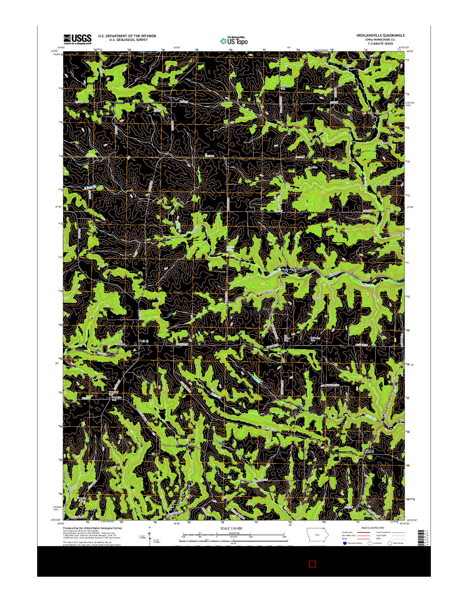 USGS US TOPO 7.5-MINUTE MAP FOR HIGHLANDVILLE, IA 2015