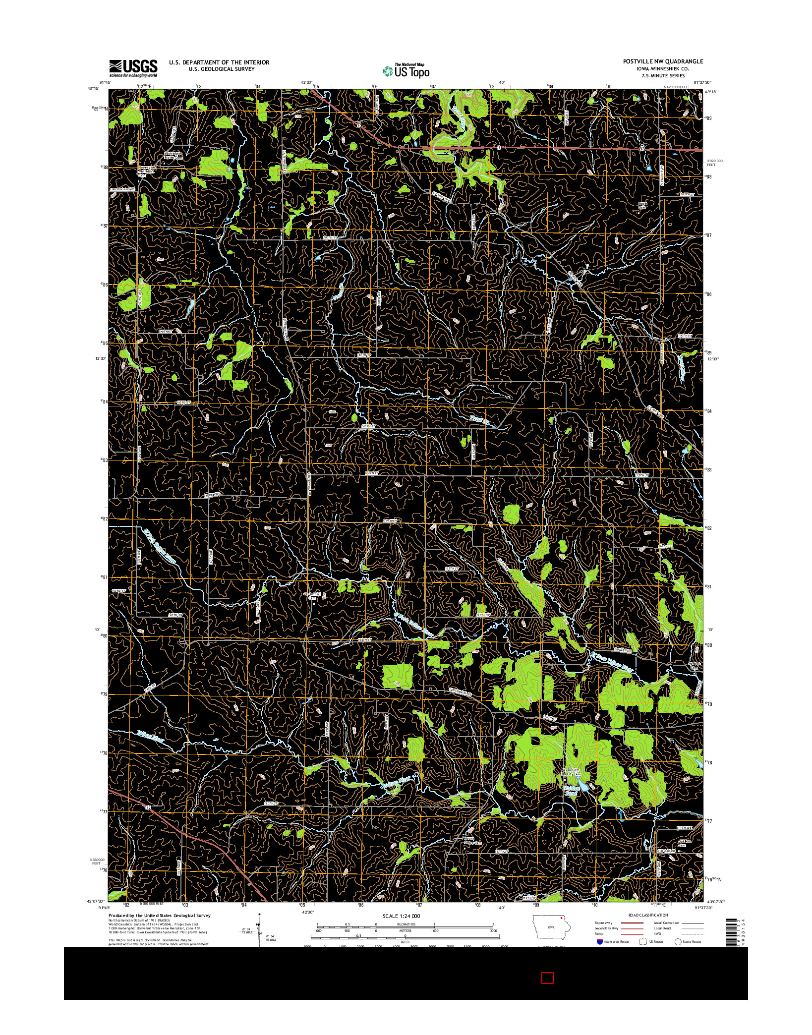 USGS US TOPO 7.5-MINUTE MAP FOR POSTVILLE NW, IA 2015